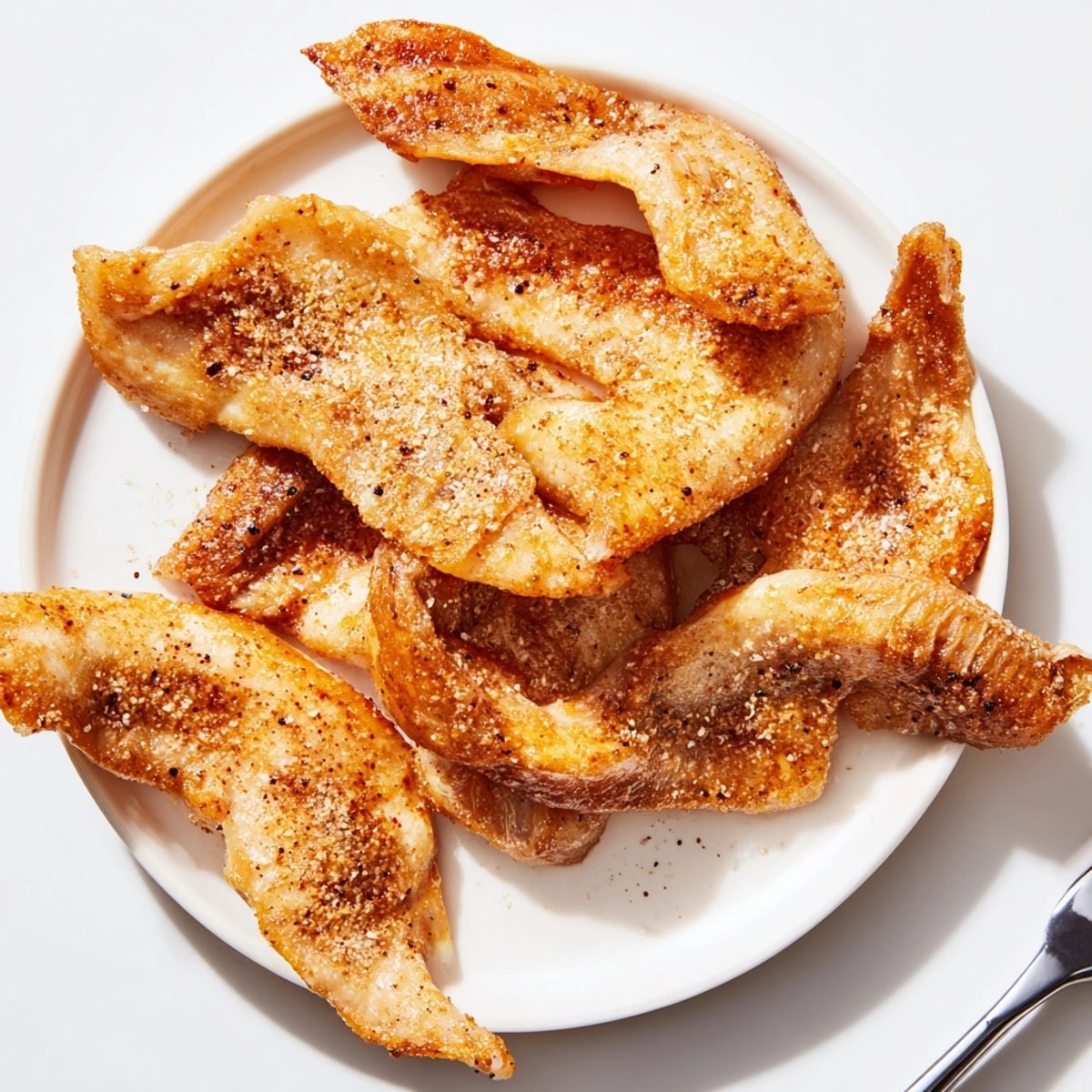 Golden brown Crispy Chicken Skin recipe, perfectly textured and irresistibly delicious as a snack.