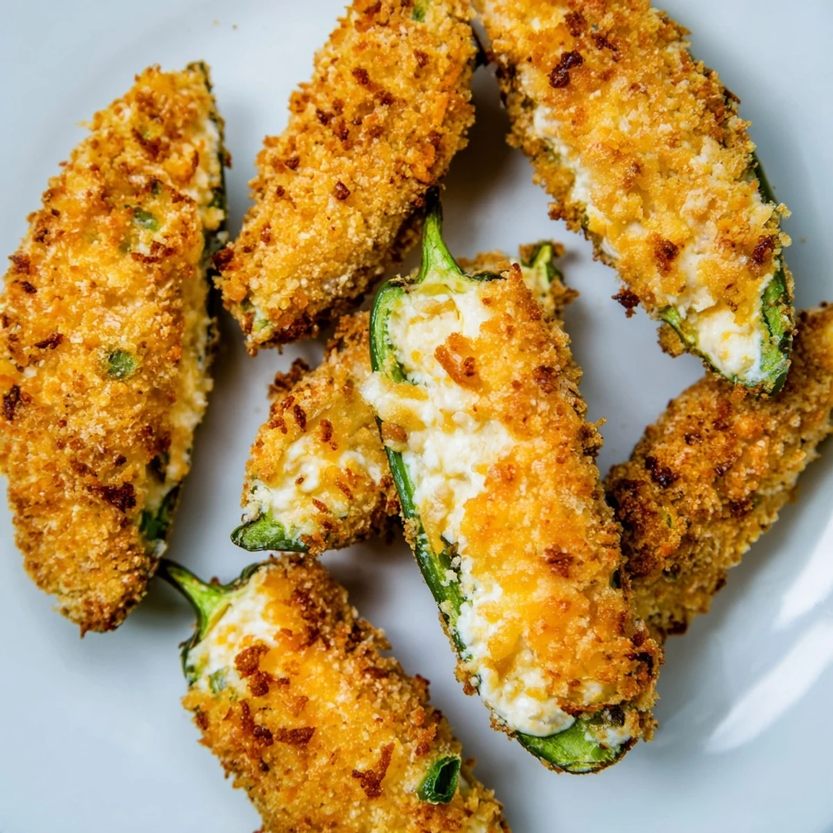A close-up of freshly fried Spicy Jalapeno Poppers, showcasing their delicious, crunchy, breaded texture.