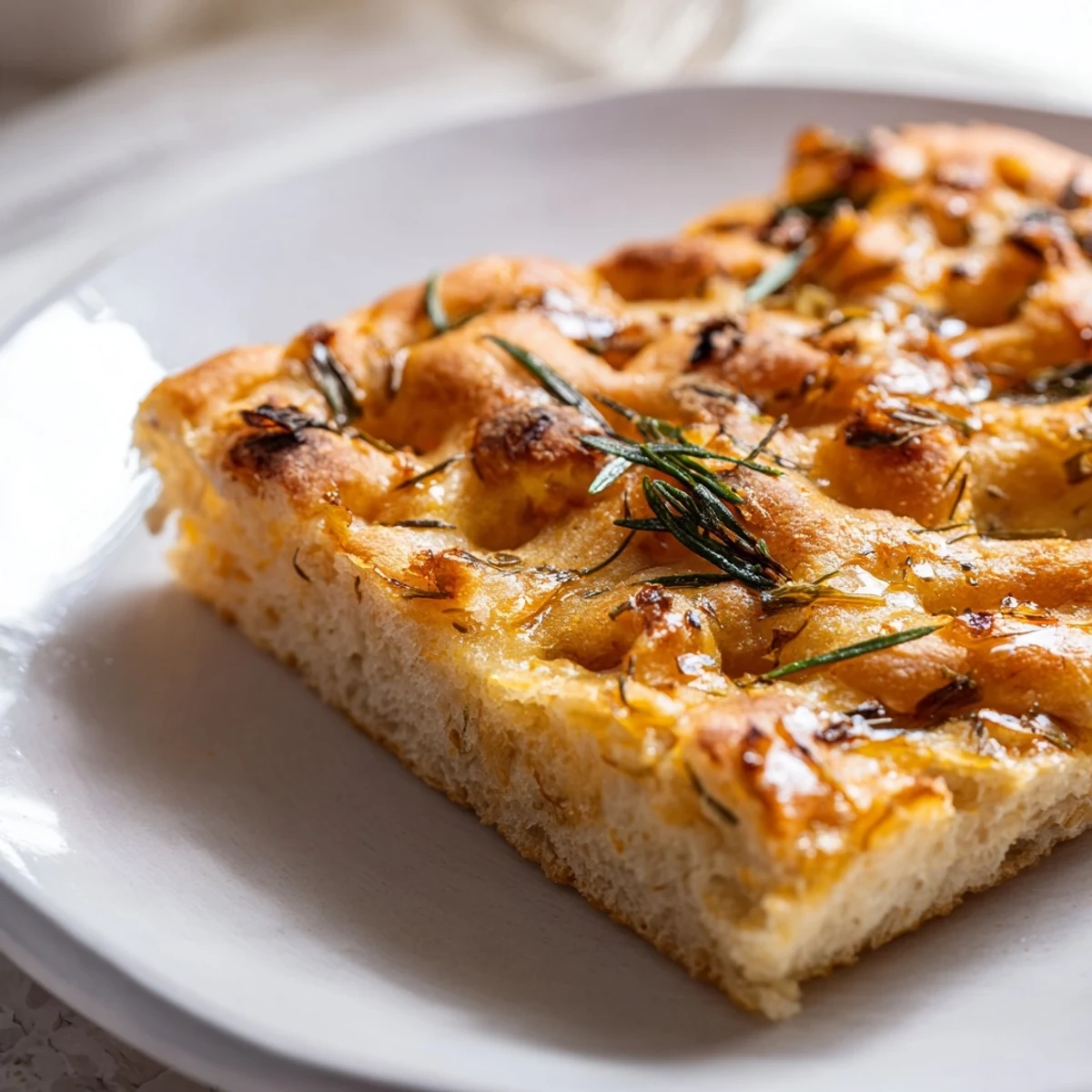 Golden garlic herb focaccia bread, a crispy, aromatic Italian flatbread, perfect with olive oil.