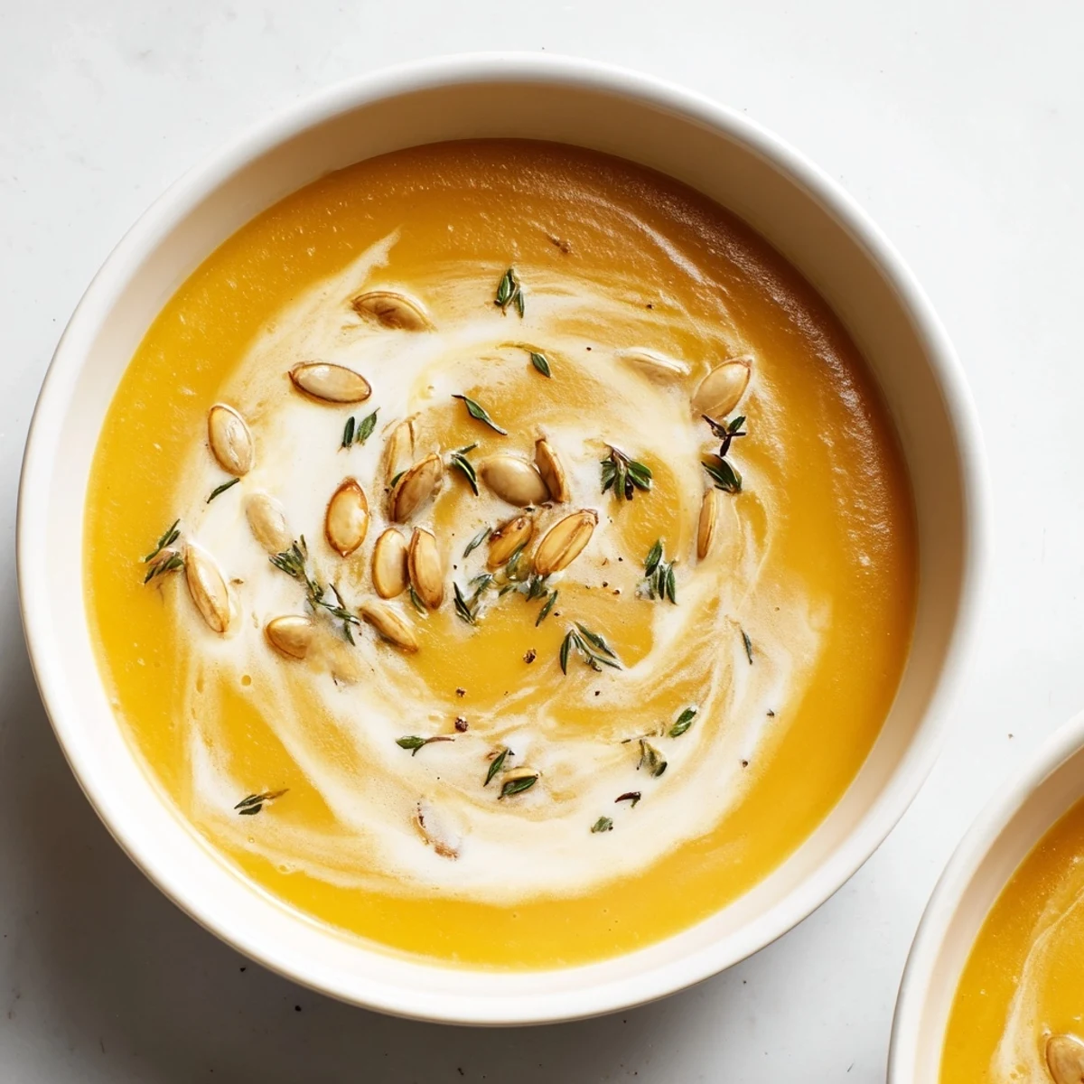 A steaming bowl of homemade Butternut Squash and Apple Soup, a comforting autumn favorite.