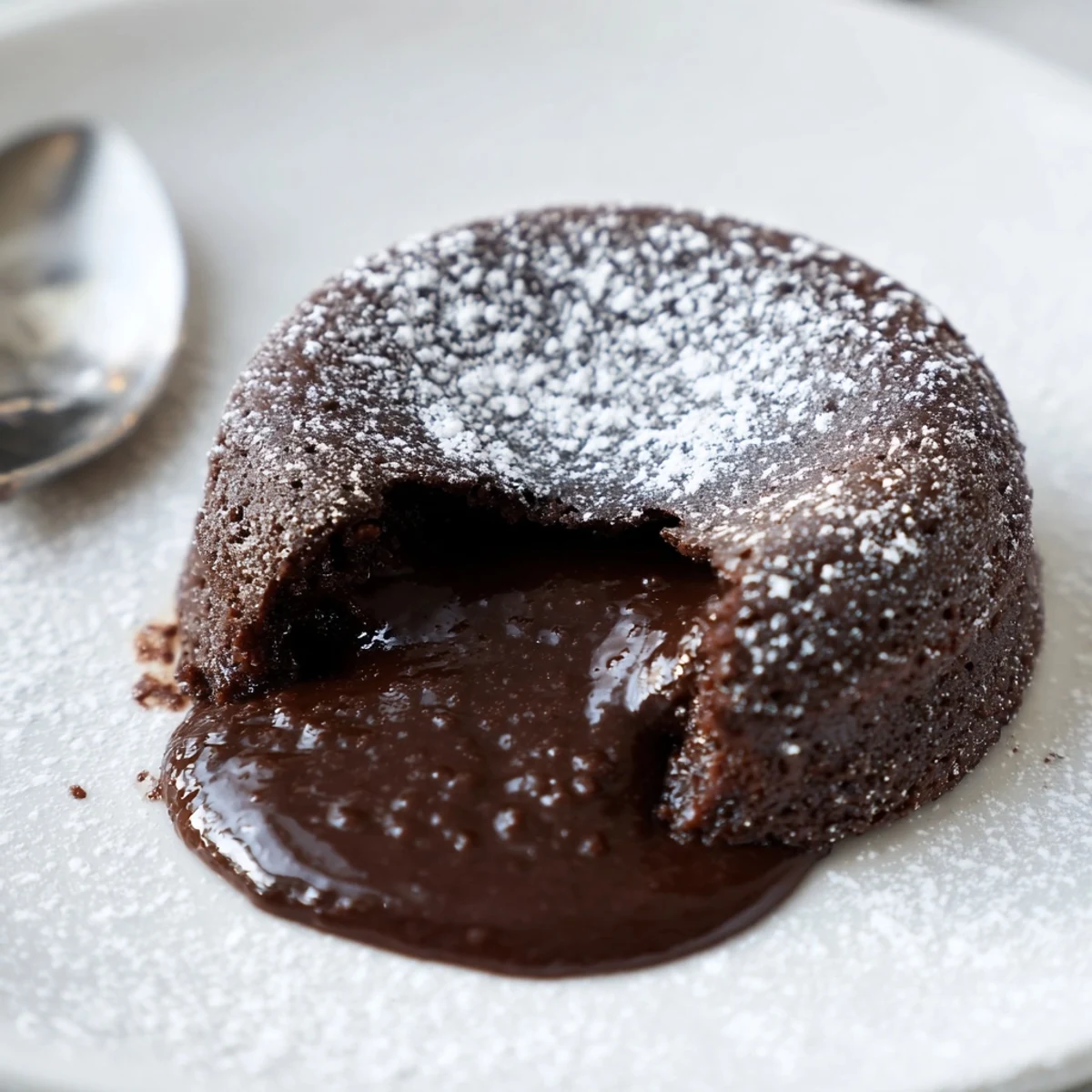 Steaming, dark chocolate lava cakes with a molten center, ready to be served warm.