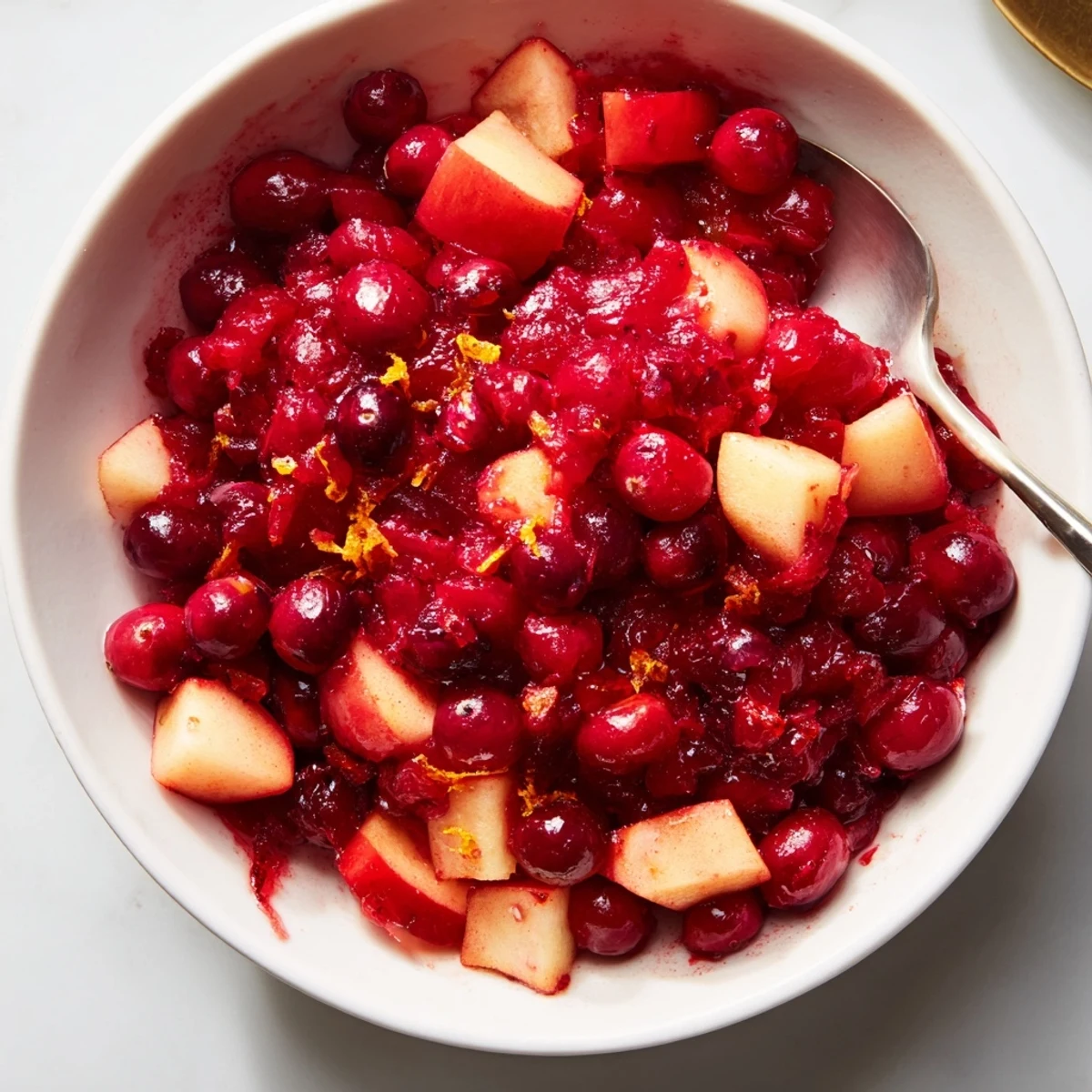Homemade Cranberry Relish showcasing its vibrant color and fresh, zesty flavors for the potluck.