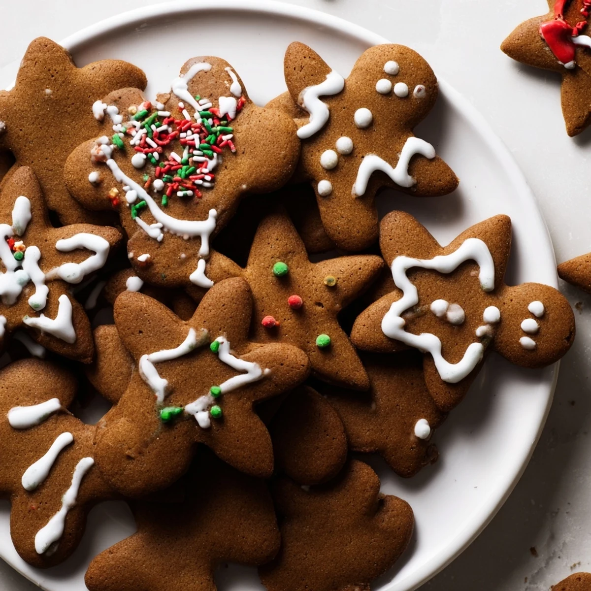 Beautifully decorated gingerbread cookie cutter cookies, ready to be enjoyed with hot cocoa this winter.