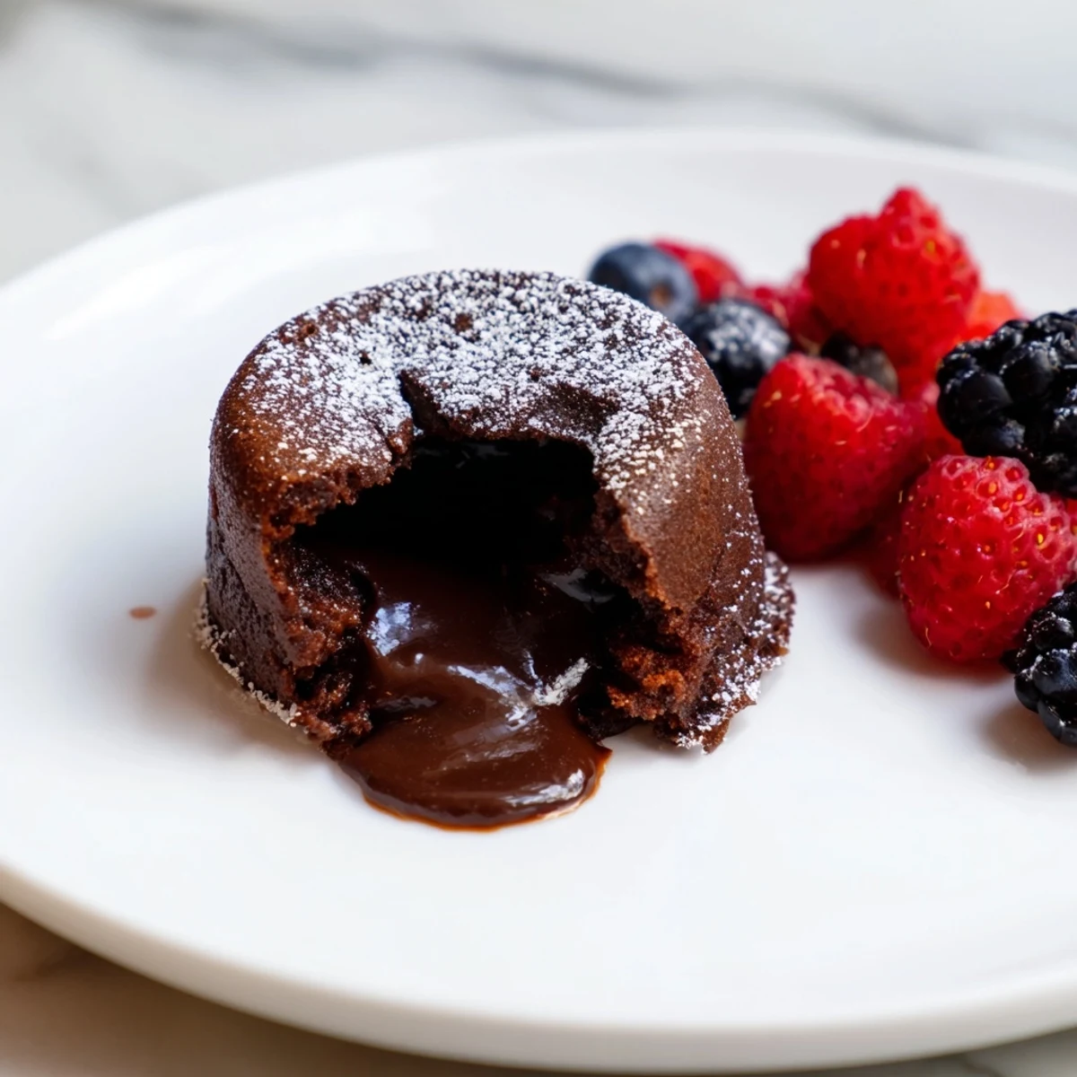 Molten lava cakes, rich and dark, oozing chocolate, perfect for a special dessert date.
