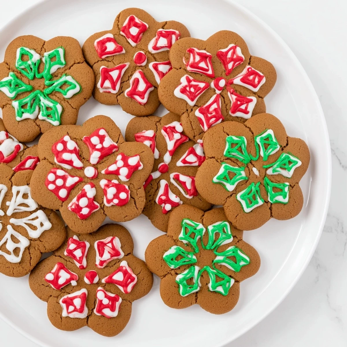 Festive cutout gingerbread cookies, golden brown and perfectly spiced, ready for icing and fun decorating.
