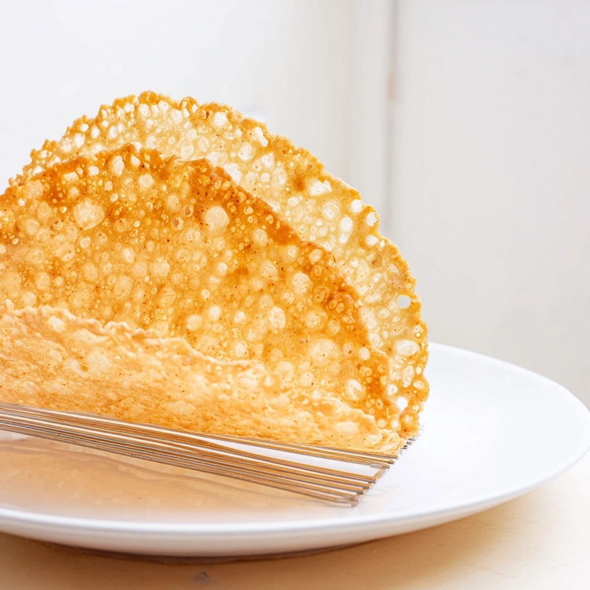 Freshly fried, golden shell, ready to be filled with taco fixings; imagine the beautiful crisp!