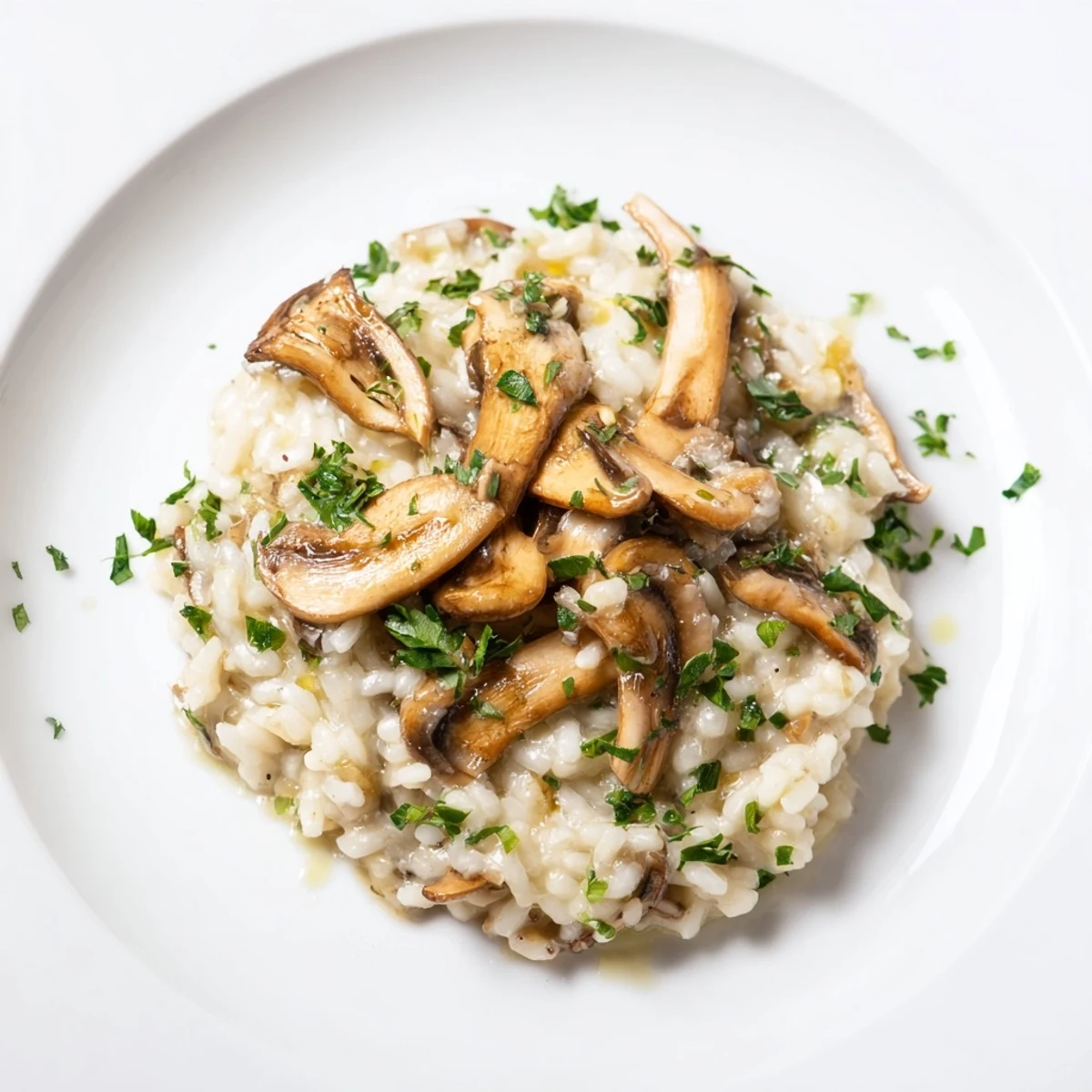 Golden-hued Creamy Mushroom Risotto, showcasing the delicate Arborio rice in a warm, inviting bowl.