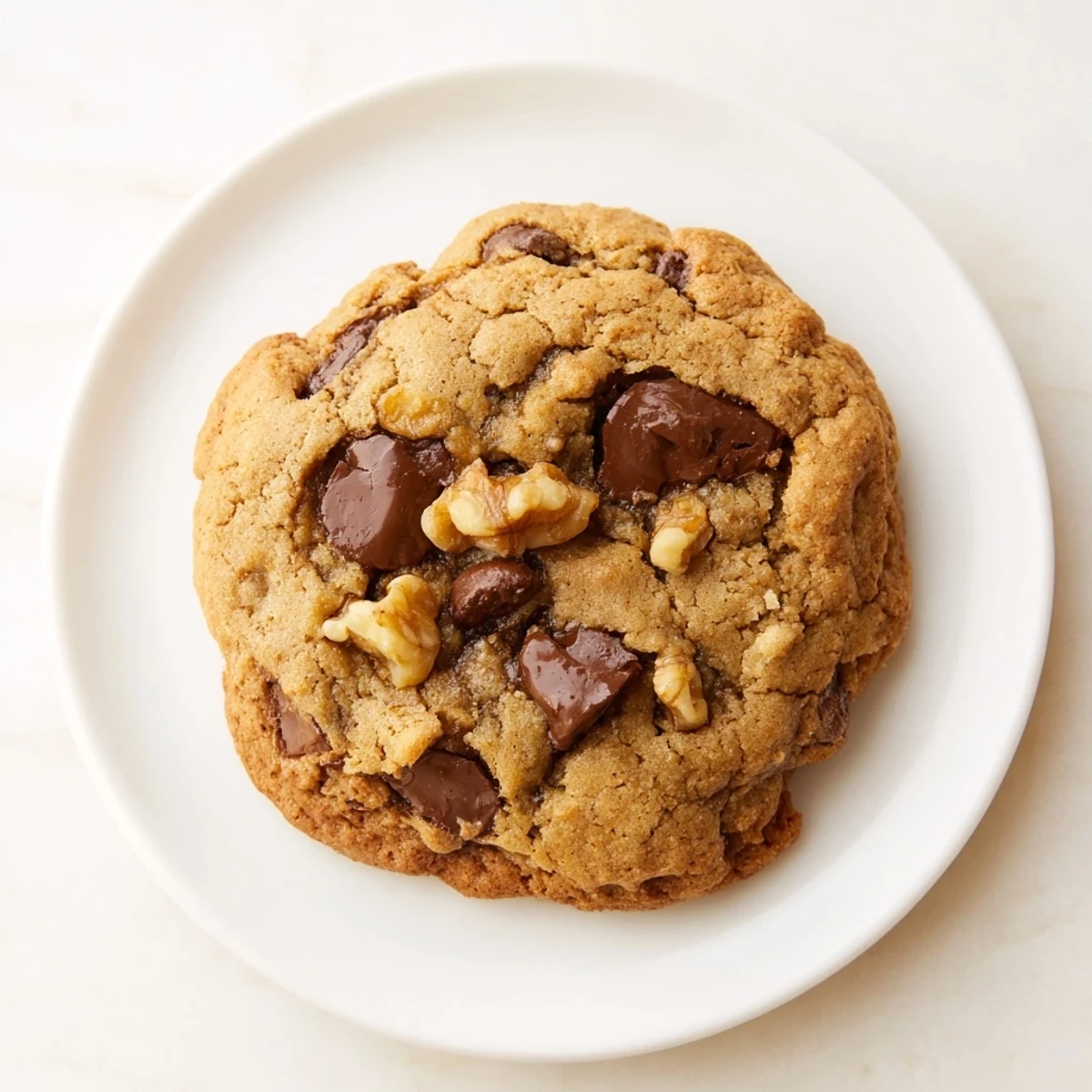 Freshly baked Chocolate Chip Cookies boasting a golden-brown hue and melty chocolate.