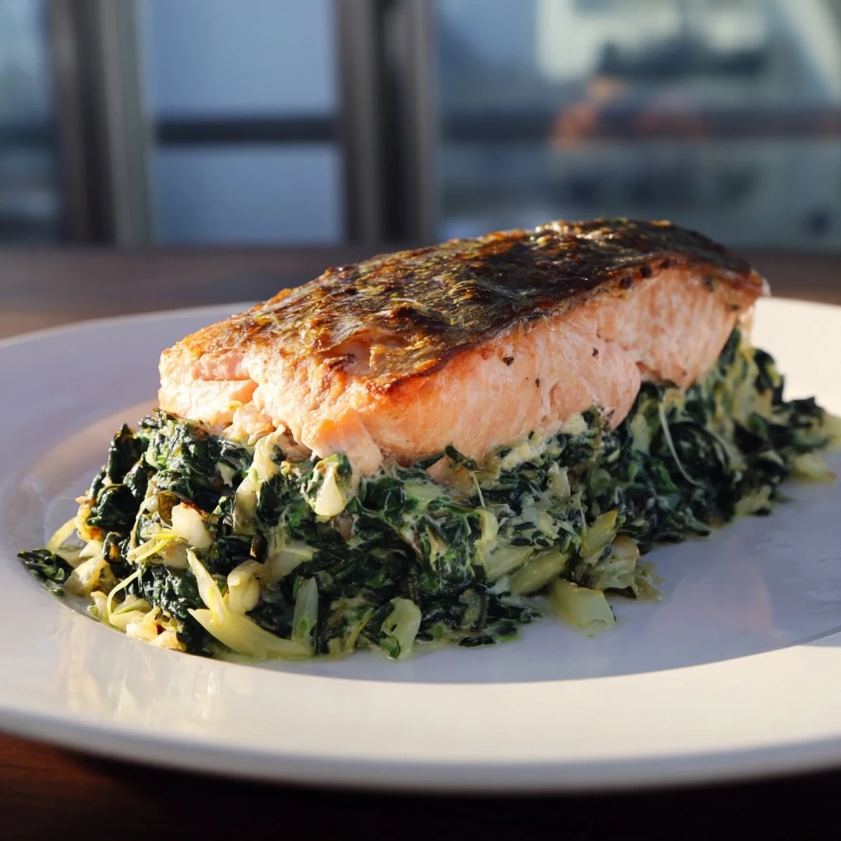 Golden, flaky Baked Salmon en Croûte, a beautiful pastry-wrapped dish with savory filling.