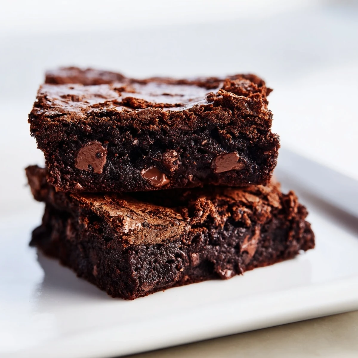 Delicious, homemade chocolate brownies served on a plate, a classic American dessert.