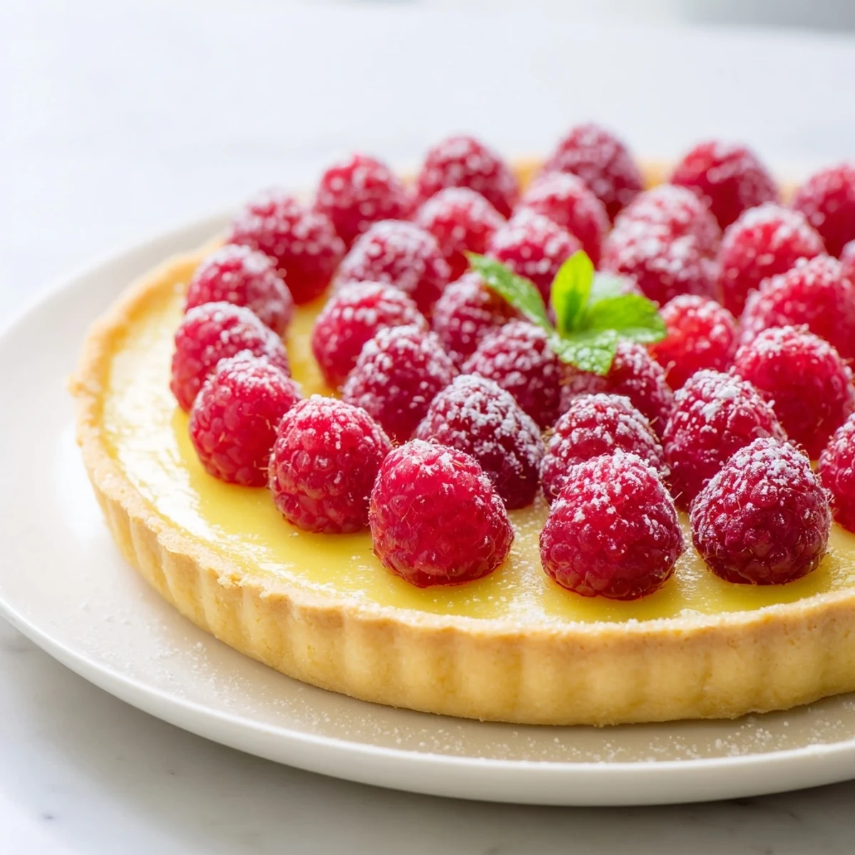 Lemon Tart with Raspberries