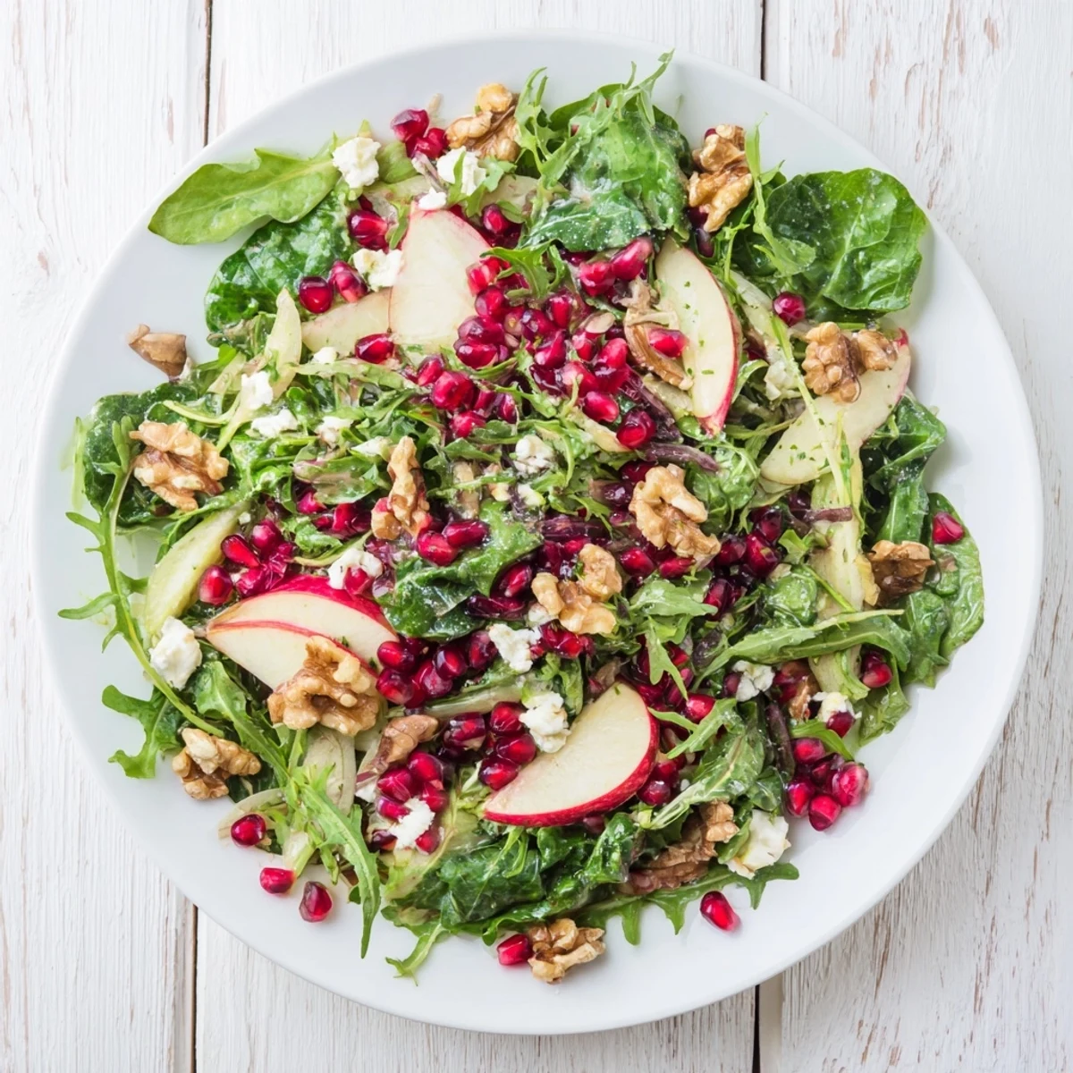 Bright, refreshing winter salad with pomegranate, a healthy, zesty dish is picture-perfect.