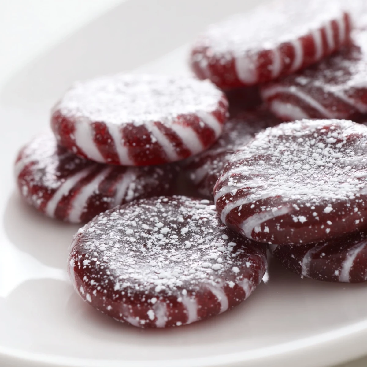 Homemade Peppermint Sweets, flattened and textured, offer a refreshing minty burst of flavor.