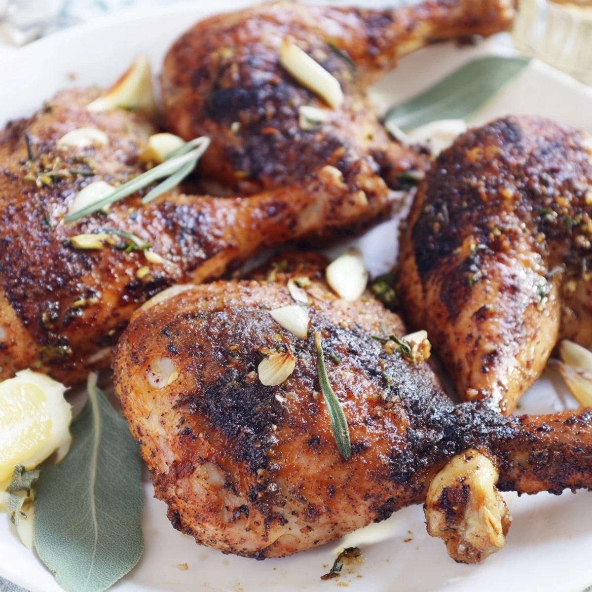 Succulent roasted chicken legs