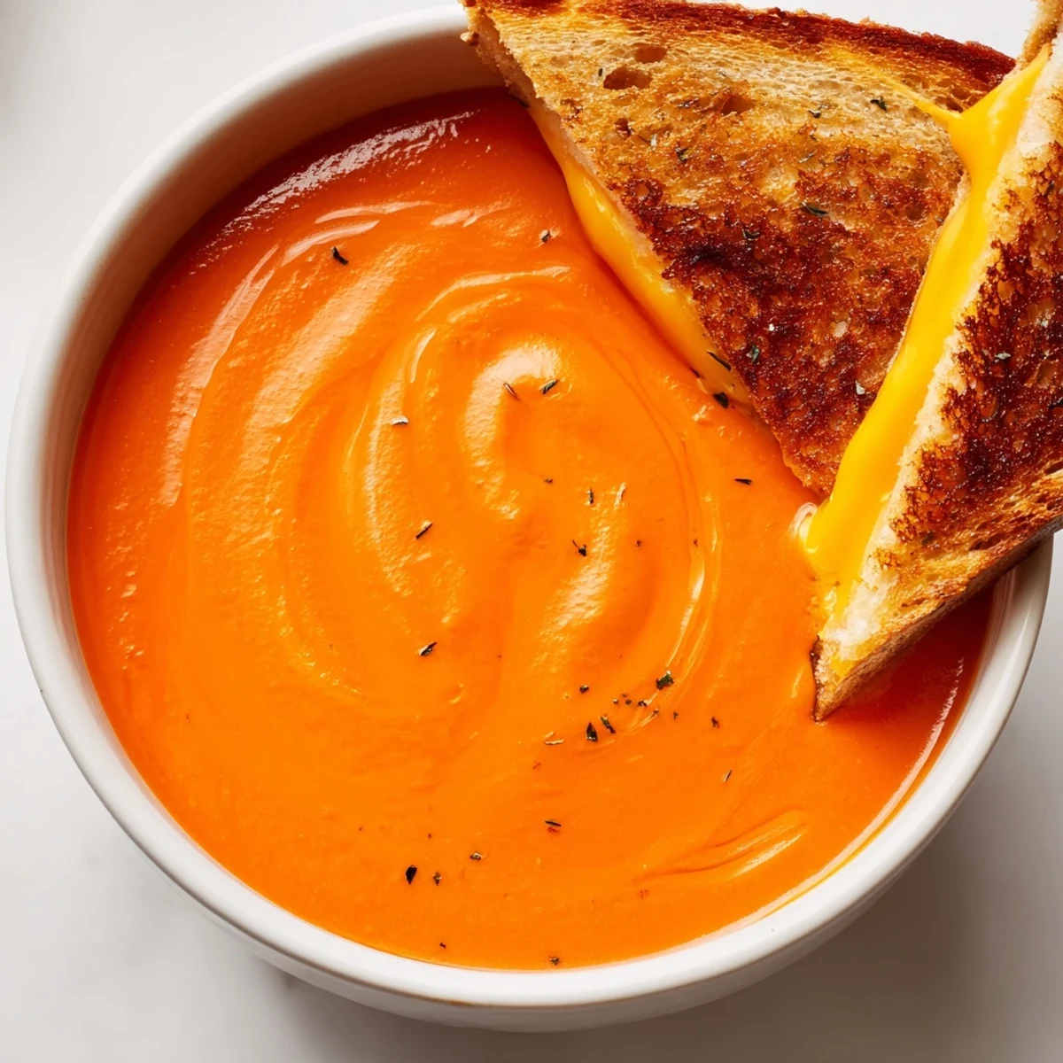 Warm Creamy Tomato Soup with Grilled Cheese Dippers: imagine creamy soup and perfectly grilled cheese.