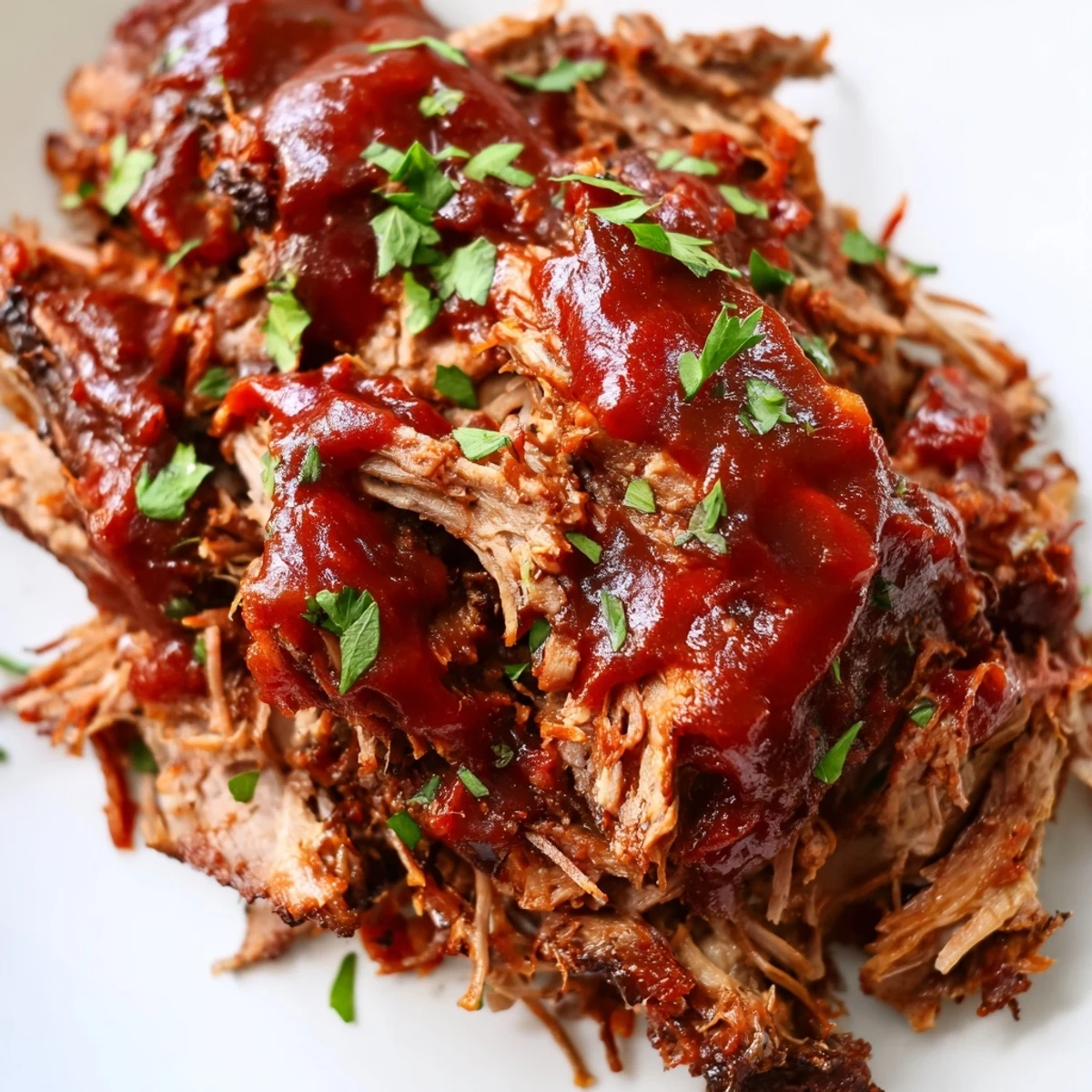 Slow Cooker Beef Brisket with BBQ Sauce, shredded and piled high on a soft bun.