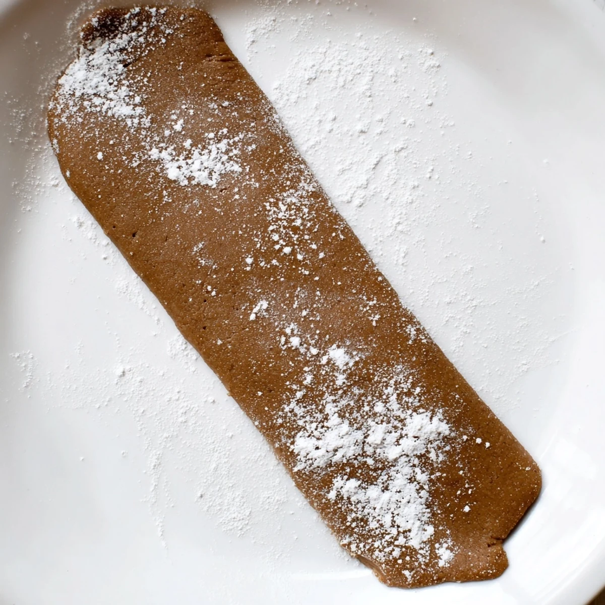 Warmly spiced Gingerbread Dough with flour is being cut into classic gingerbread man figures.