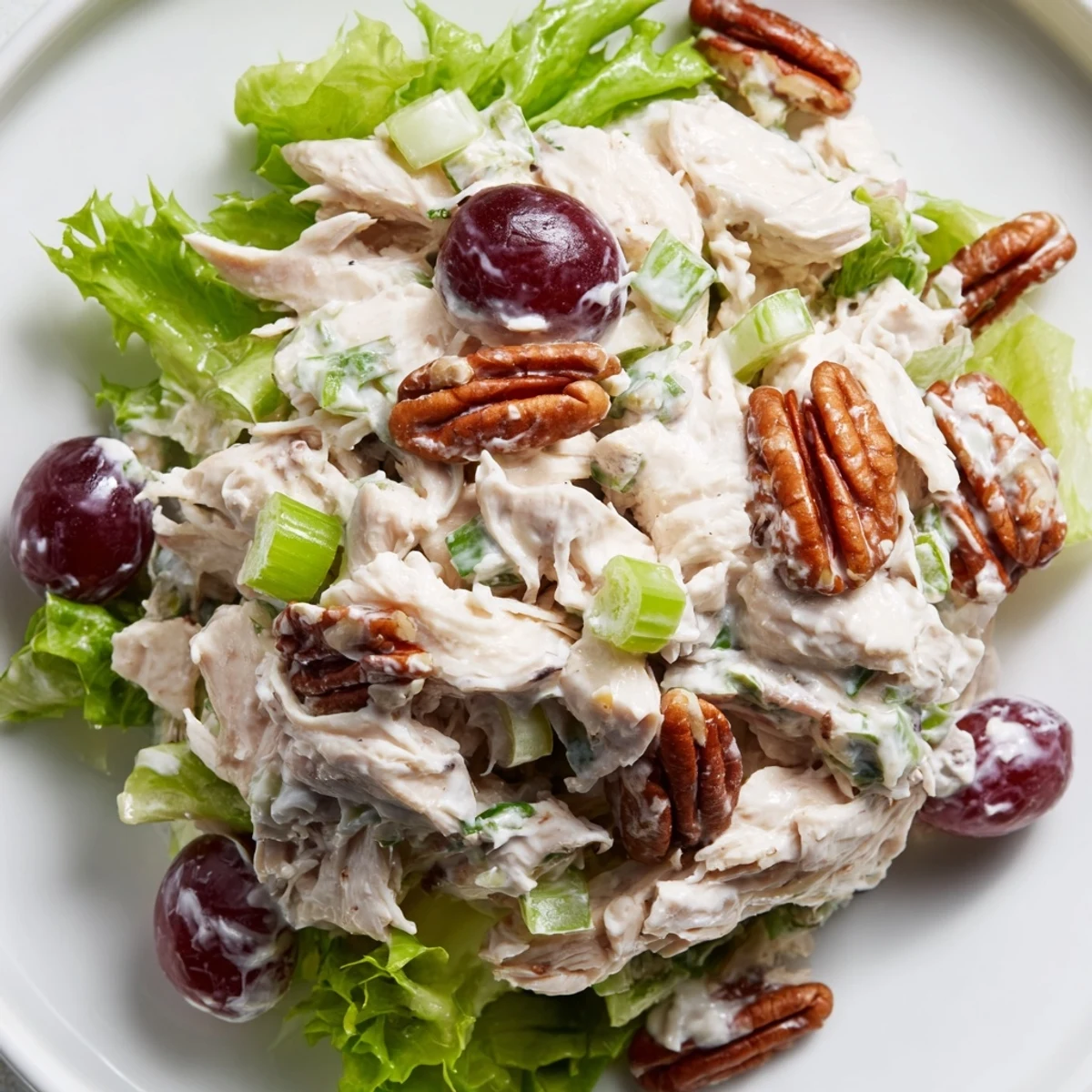 Chicken Salad with Pecans in a wrap, garnished with fresh herbs for a light dinner.