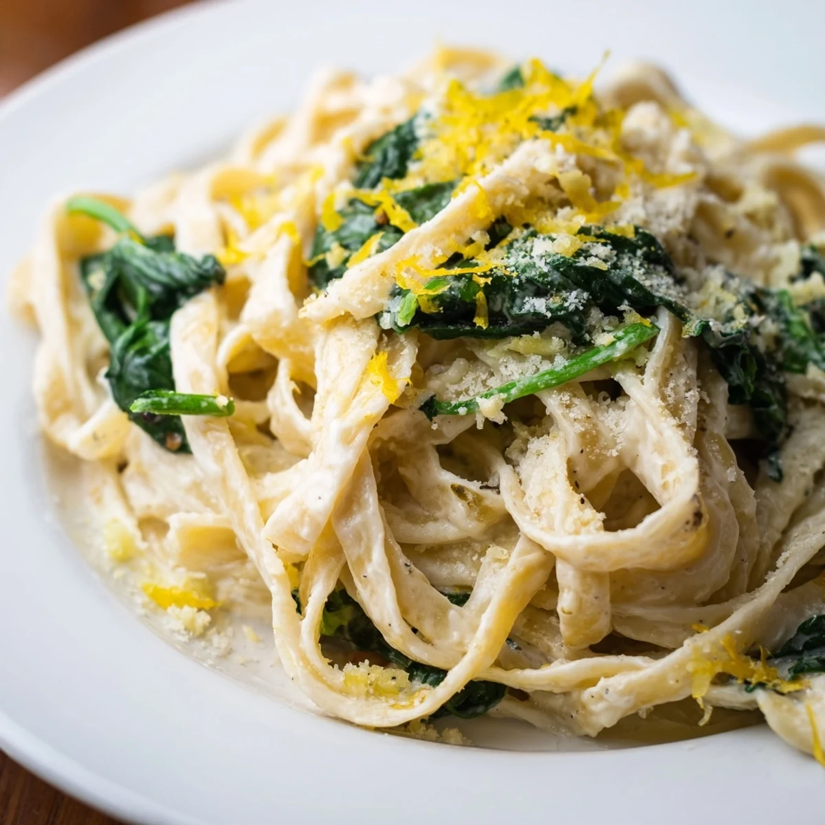Creamy Spinach Pasta Garlic Lemon