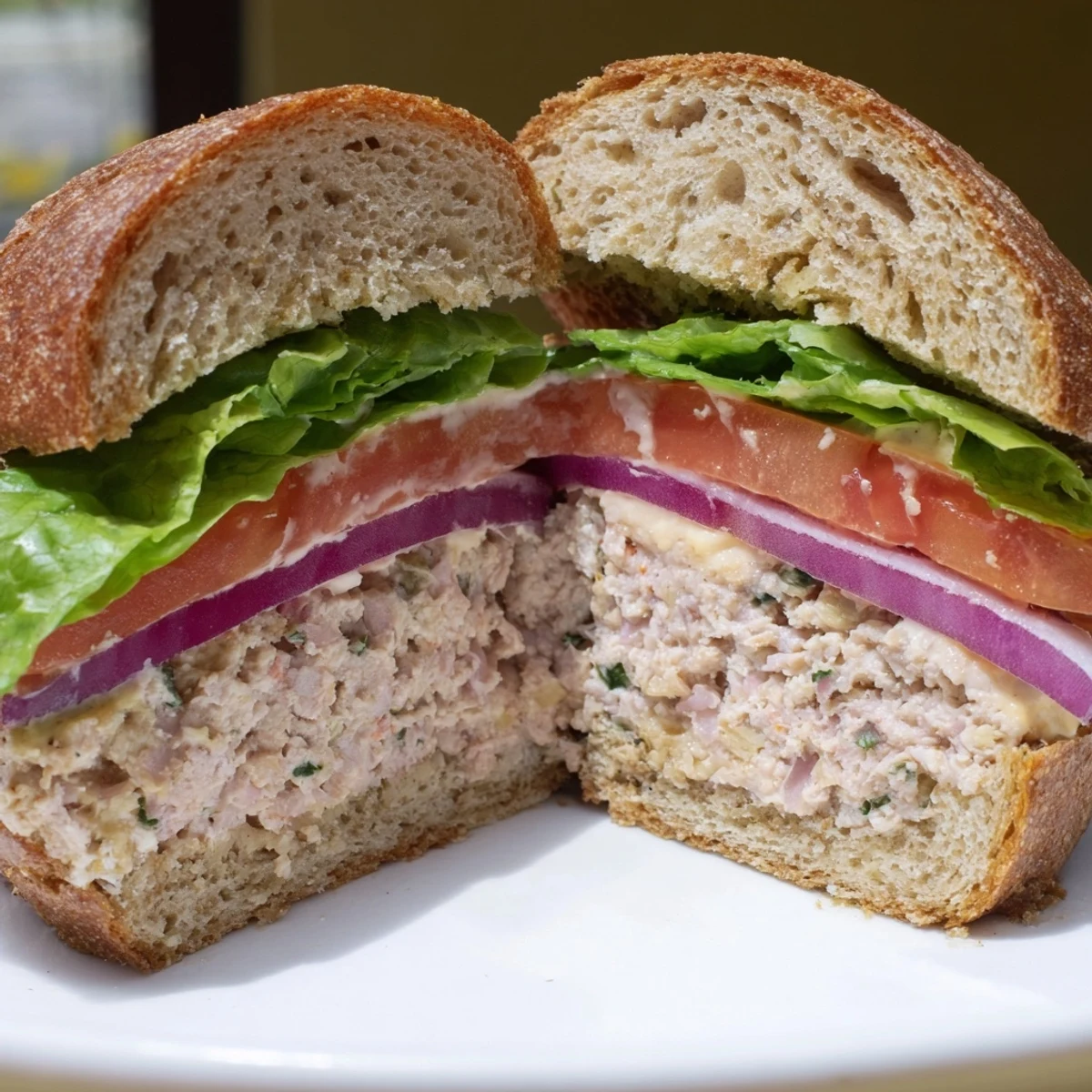 Sizzling turkey patties and crispy baked sweet potato fries, garnished with red onion and served on a rustic plate.