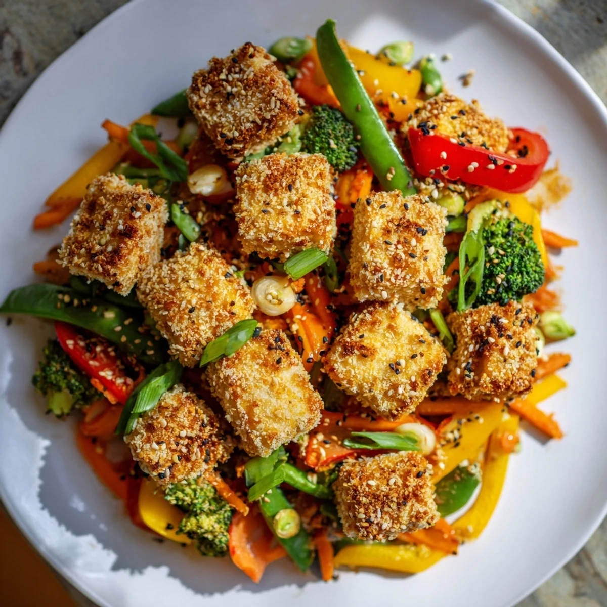 Soy-lime sauce and sesame seeds add zest to this vegan main dish.