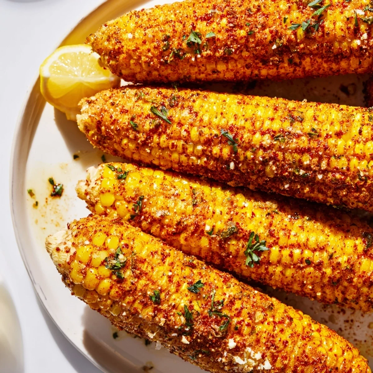 Freshly roasted Cajun Spiced Roasted Corn on the Cob features a bold spice rub and melted butter, ideal for serving hot at summer gatherings.