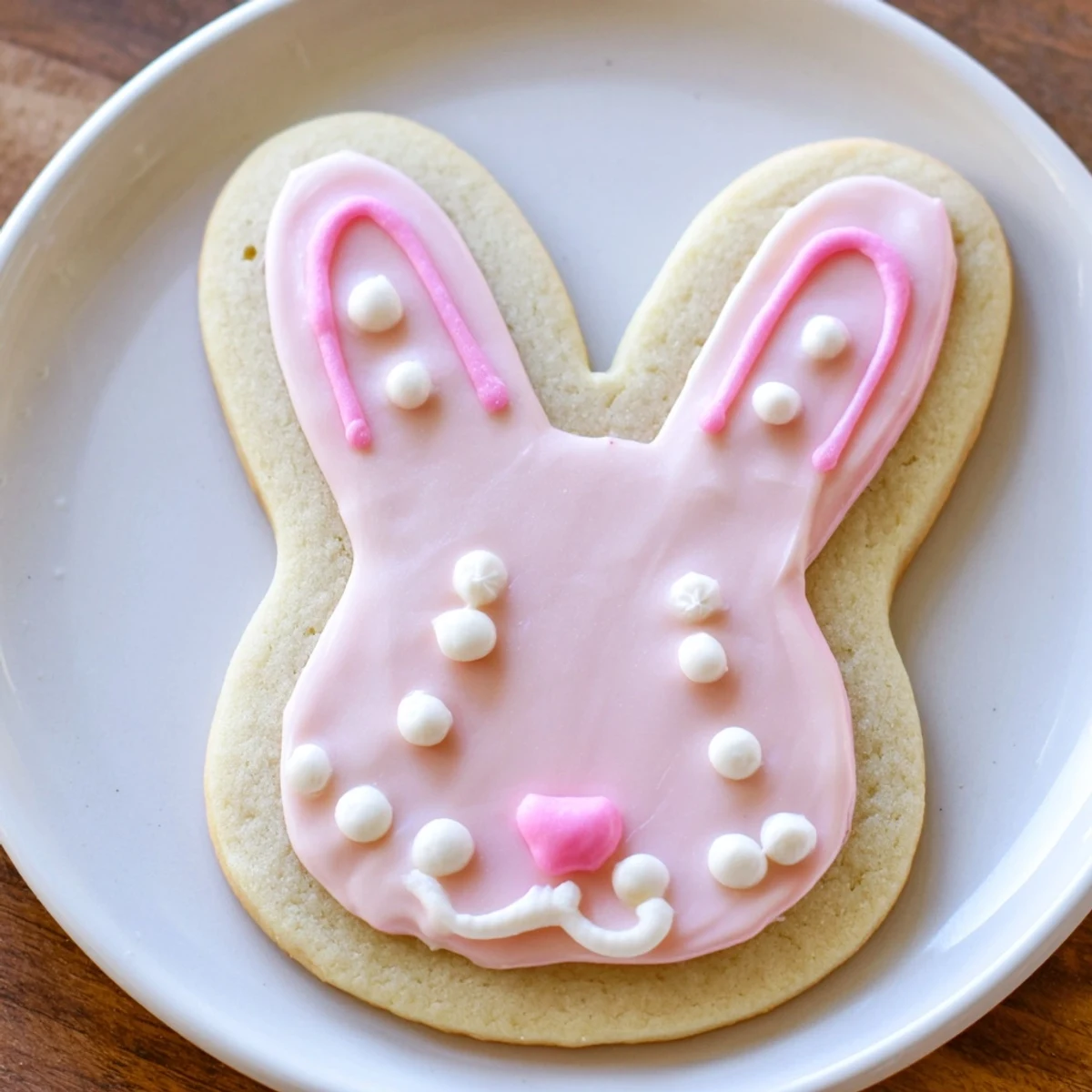 Cute Easter Bunny Sugar Cookies with royal icing arranged on a cooling rack ready to serve.