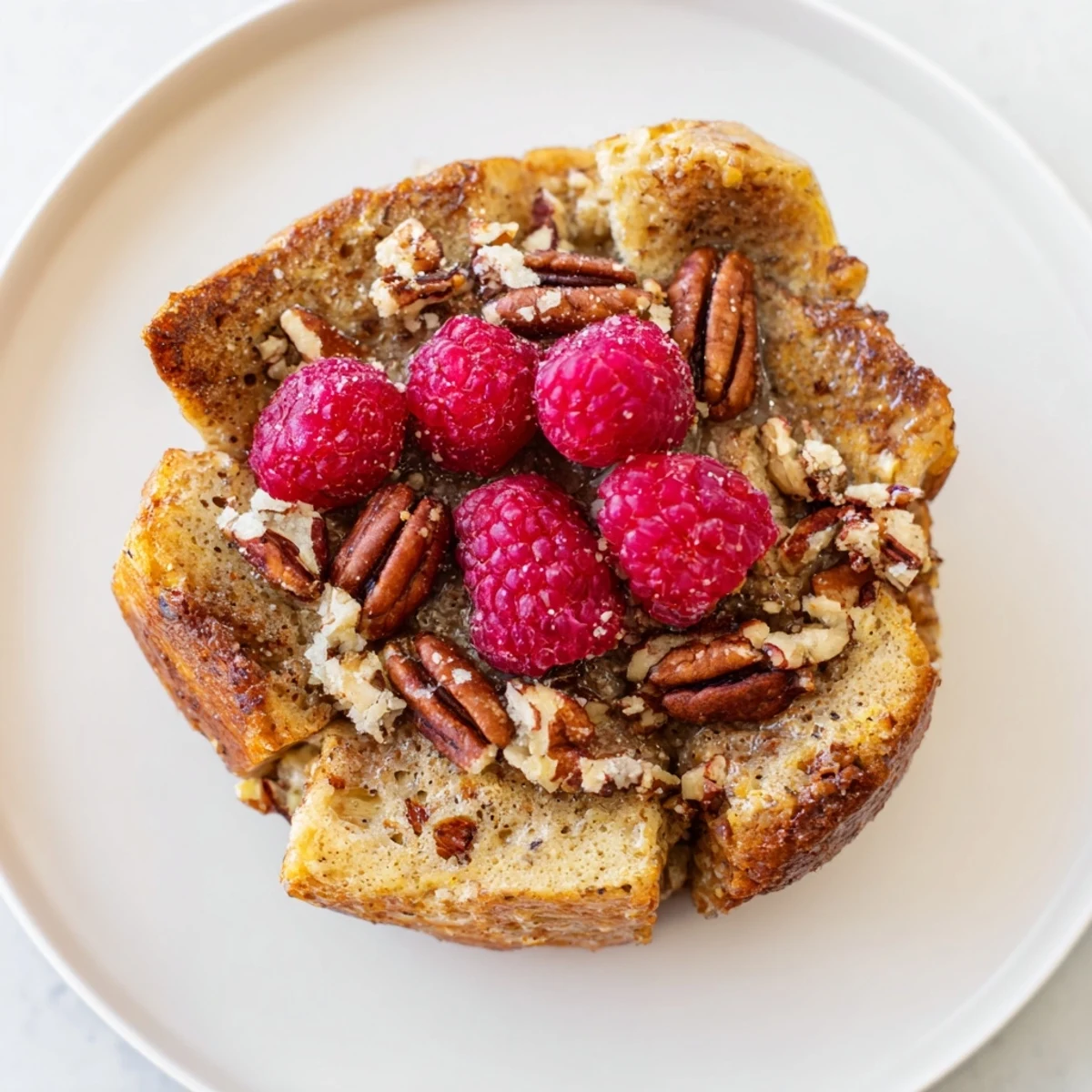 Golden-baked Protein French Toast Muffins sit atop a wooden board, showcasing a fluffy interior speckled with cinnamon.
