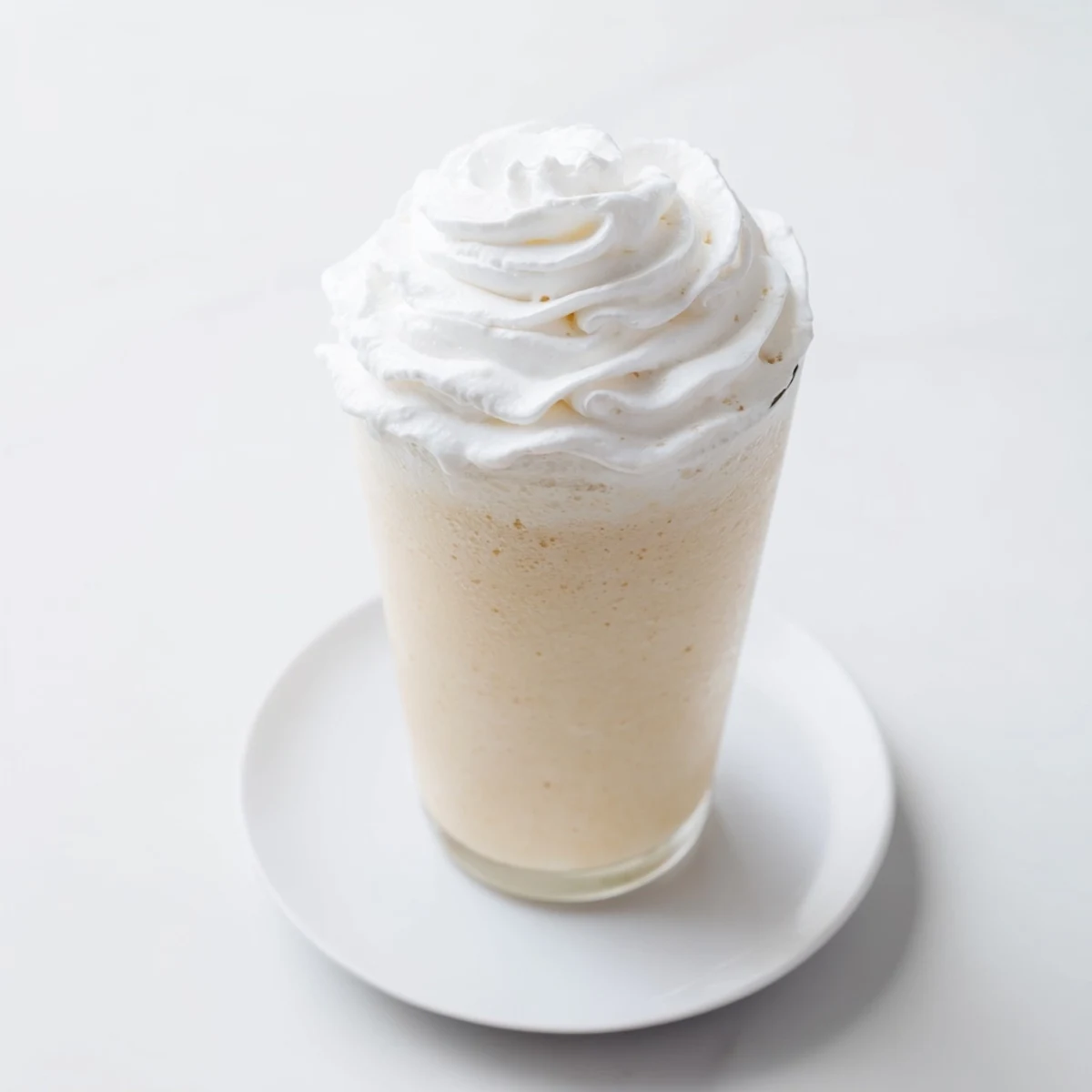 A refreshing Starbucks Vanilla Bean Frappuccino served with a straw, perfect for a warm afternoon treat.