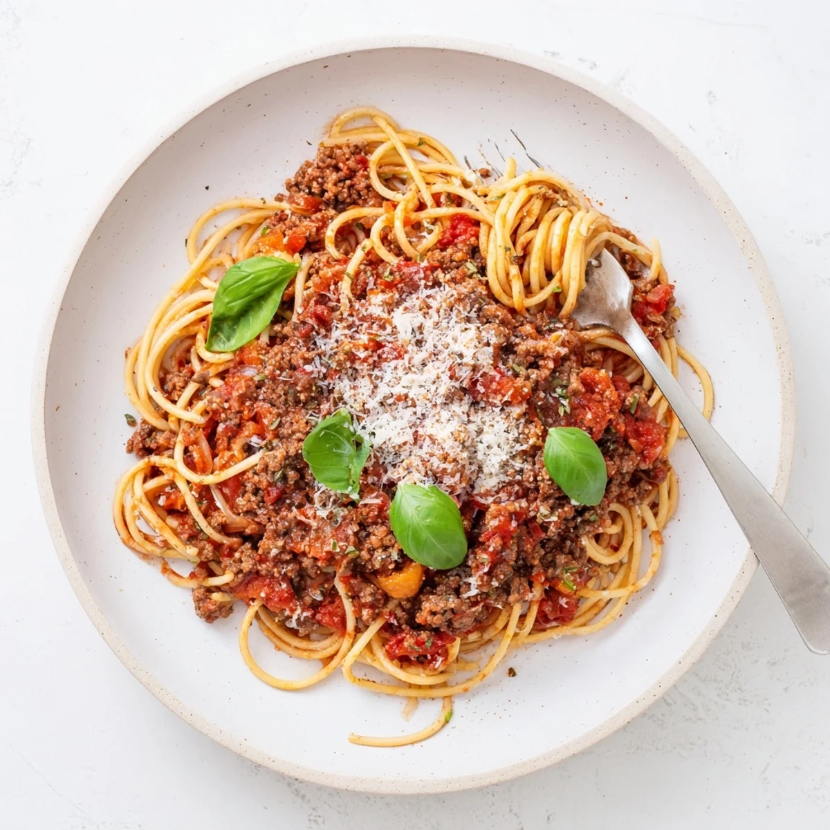 Close-up of The Bear Spaghetti featuring al dente pasta and savory beef tomato sauce.