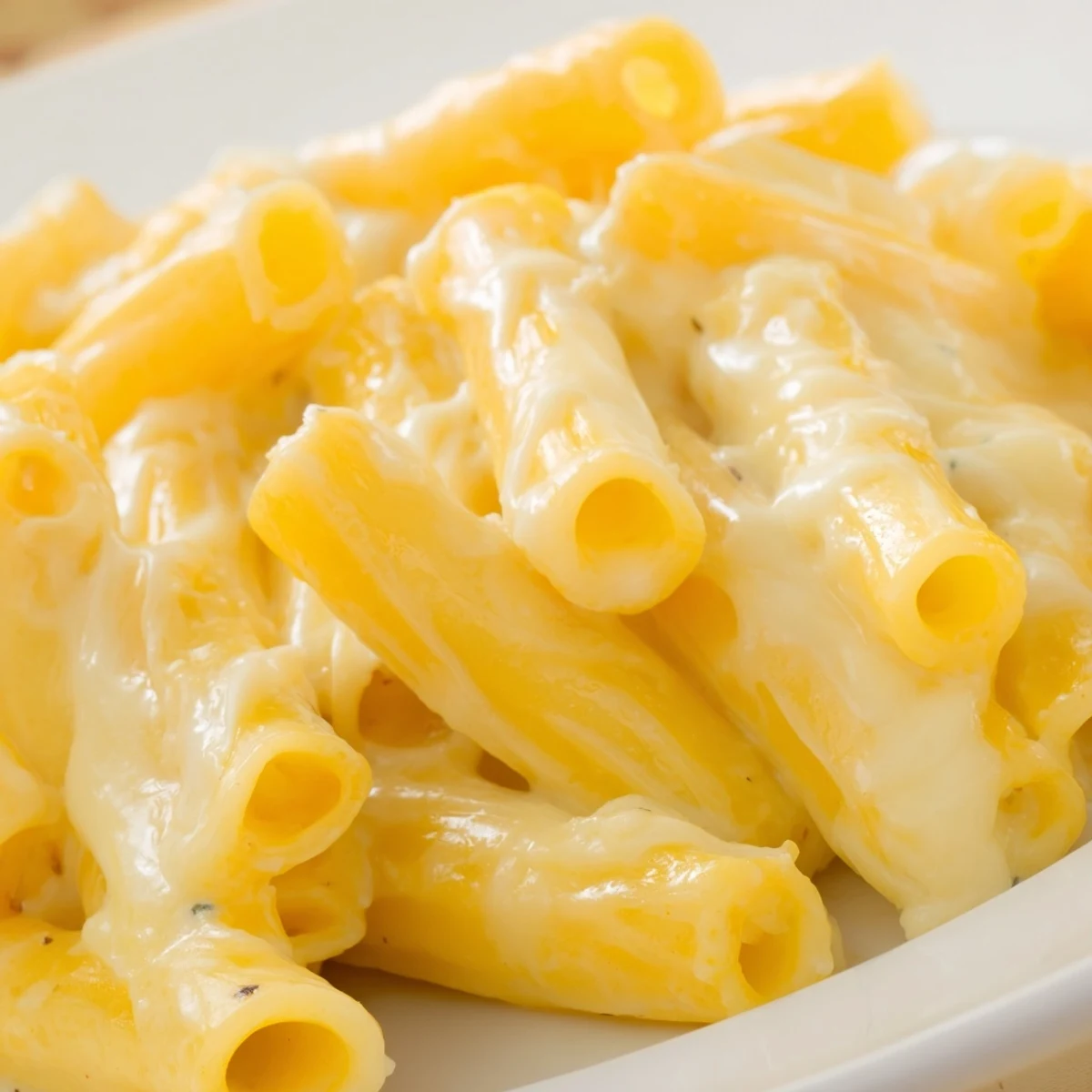 Golden bowl of homemade Boursin mac and cheese featuring smooth herbed cheese sauce coating tender elbow pasta