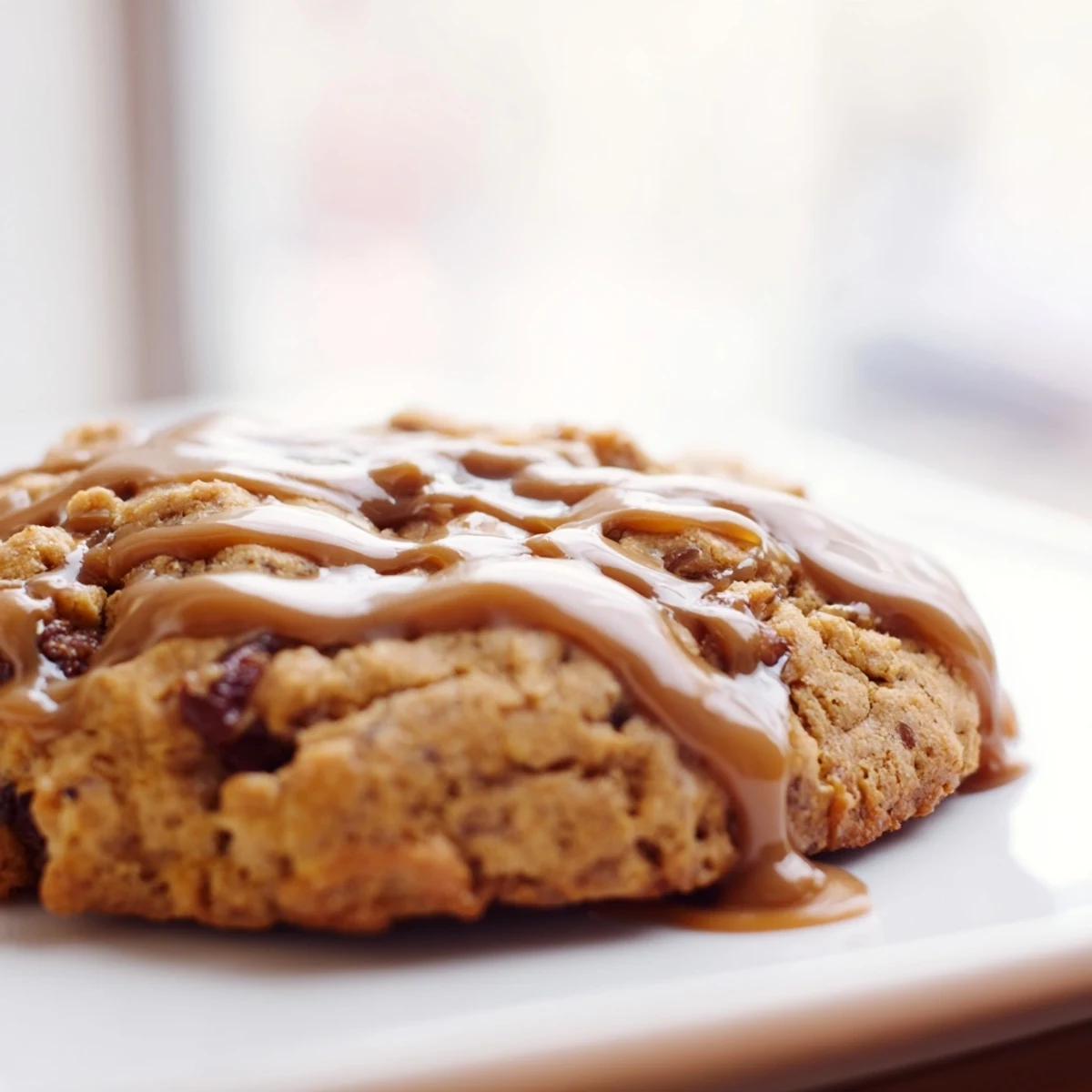 Chewy date-filled sticky toffee pudding cookies with glossy brown sugar toffee topping