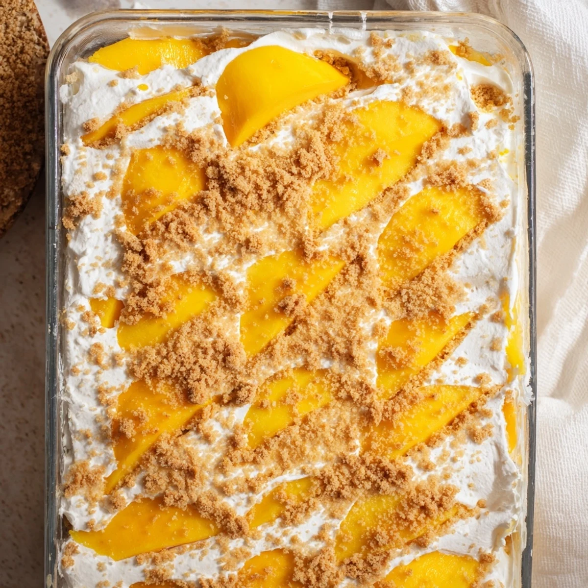 Golden layers of sweetened cream, ripe mango slices, and graham crackers in this Filipino Mango Float dessert