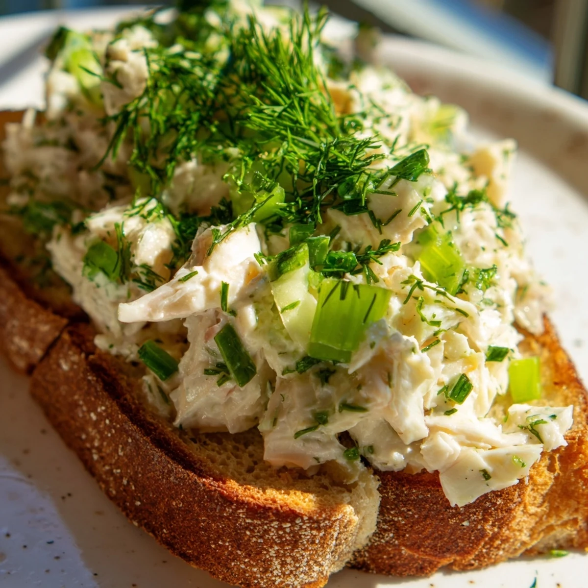 Crispy buttered toast topped with fresh lump crab mixture and garnished with lemon wedges