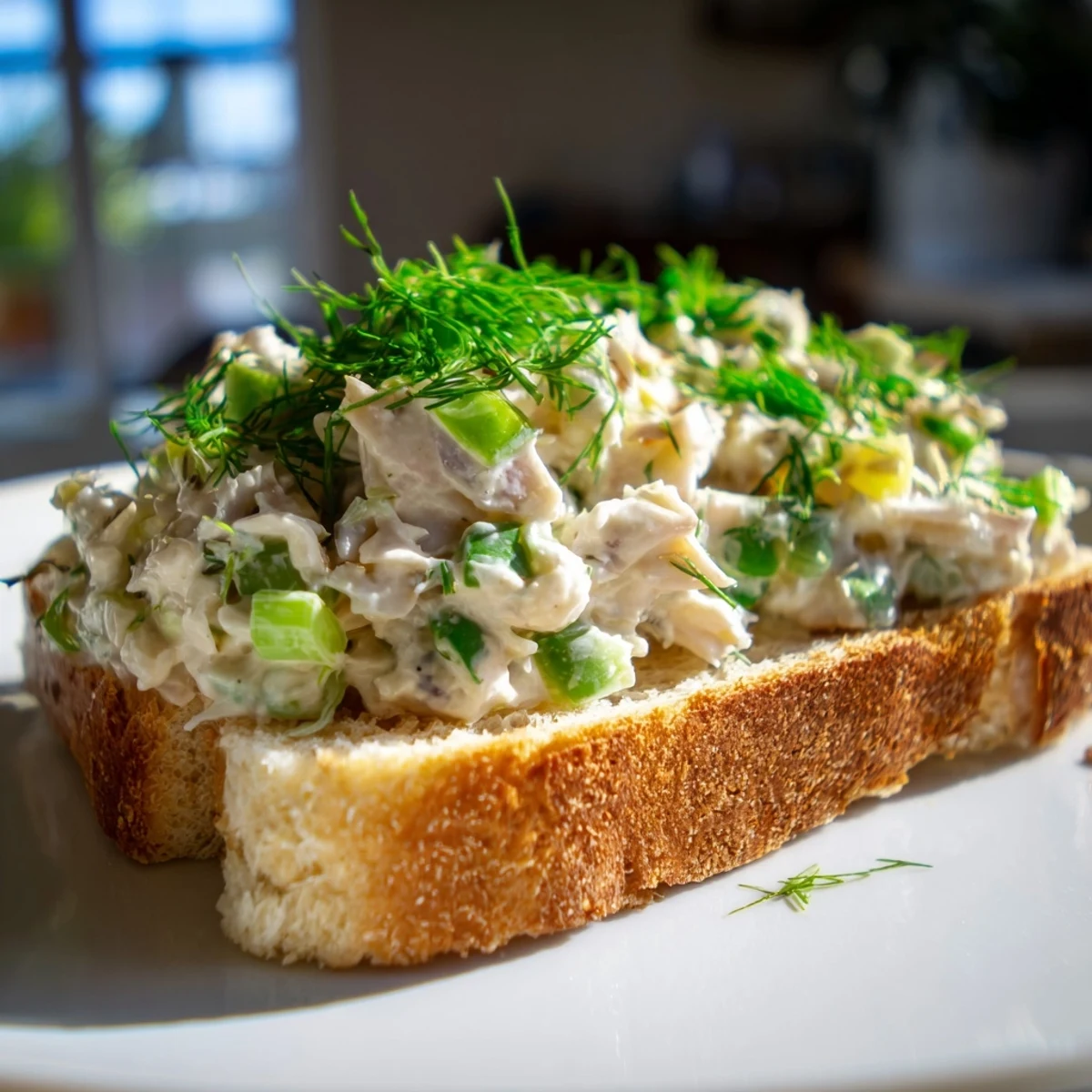 Homemade crab toast appetizer featuring creamy crab salad on warm golden sourdough bread slices