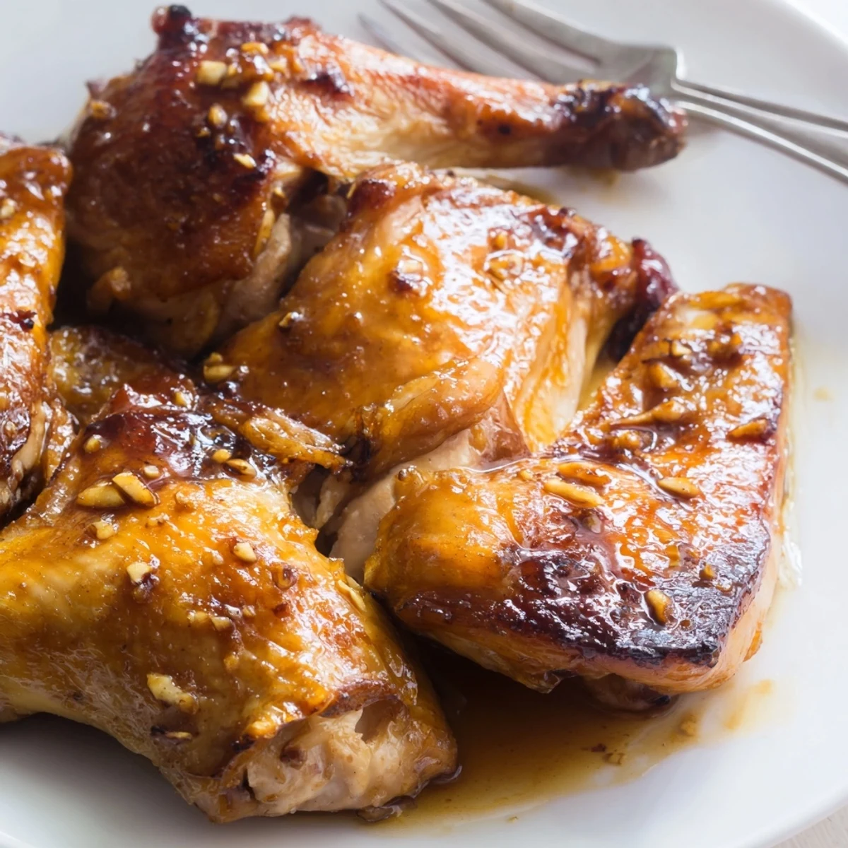 Succulent Indonesian Ginger Chicken pieces served with pan juices over steaming white rice