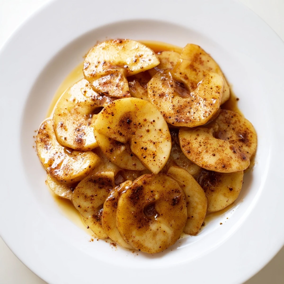 Bowl of sweet tender cinnamon apples cooked to perfection in pressure cooker