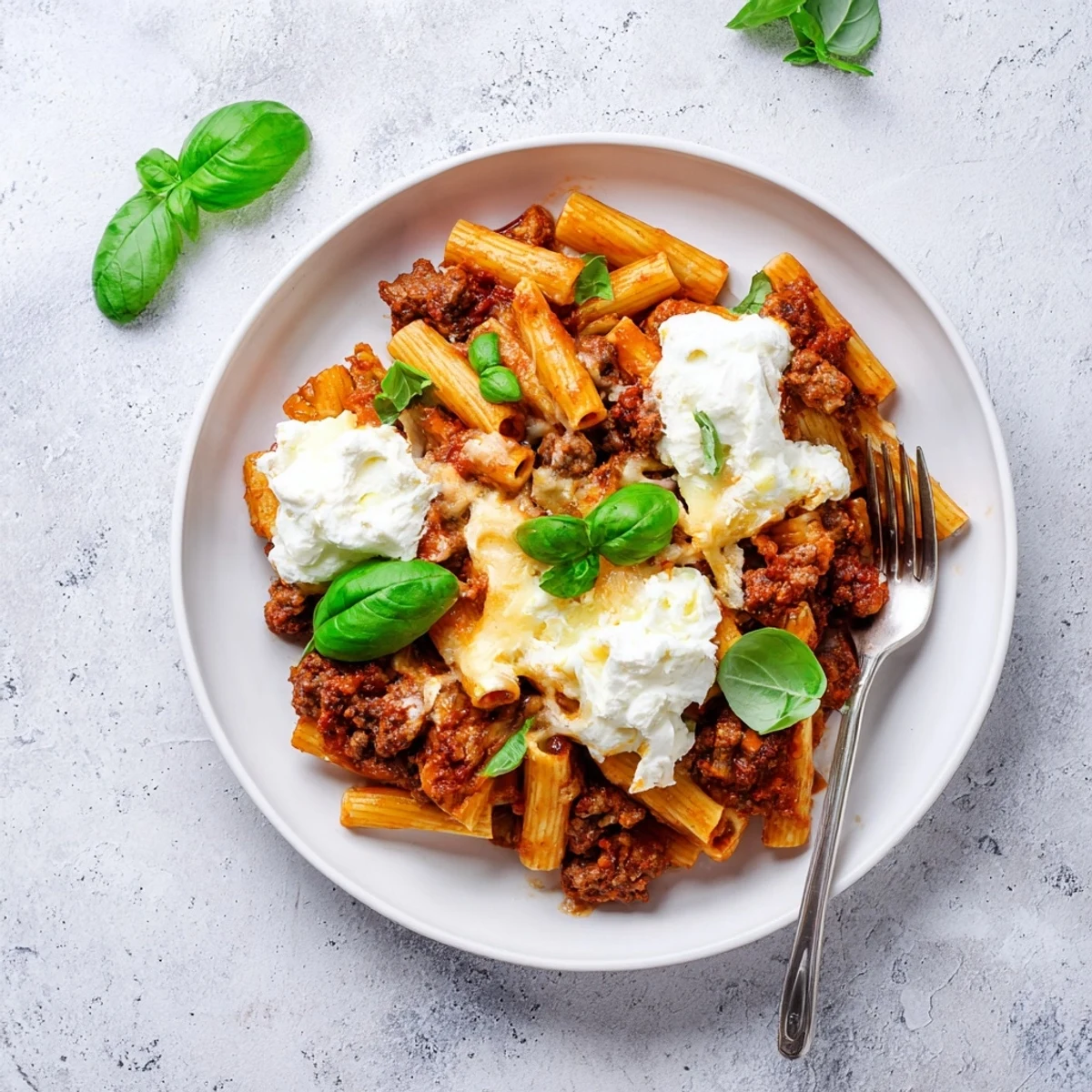 Creamy baked ziti pasta layered with ricotta cheese and savory sausage in a slow cooker