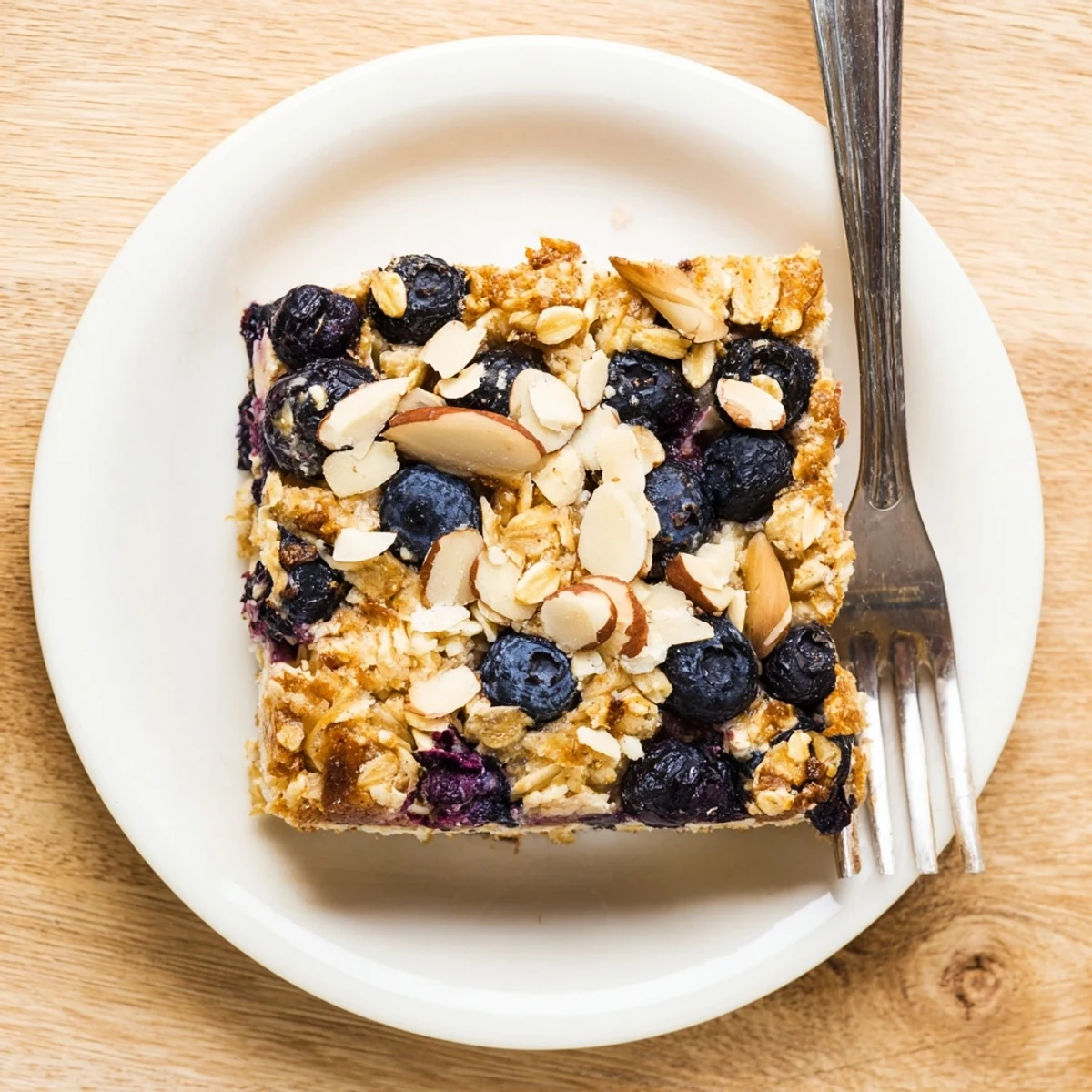Golden blueberry cottage cheese breakfast bake fresh from the oven with juicy berries