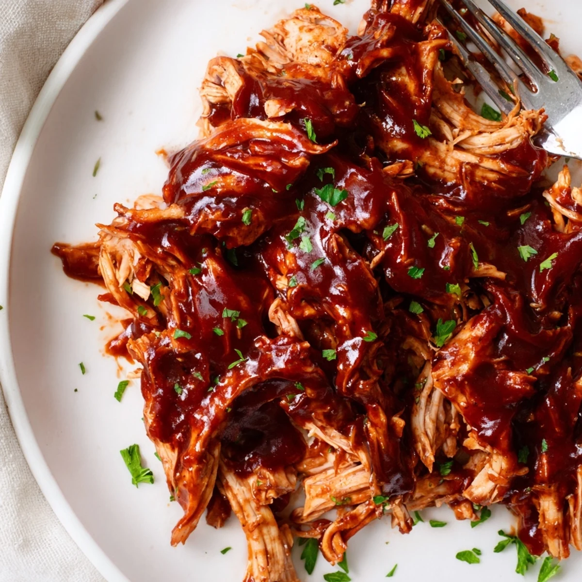 Savory Sweet Baby Ray's crockpot chicken shredded and coated in rich, tangy BBQ glaze