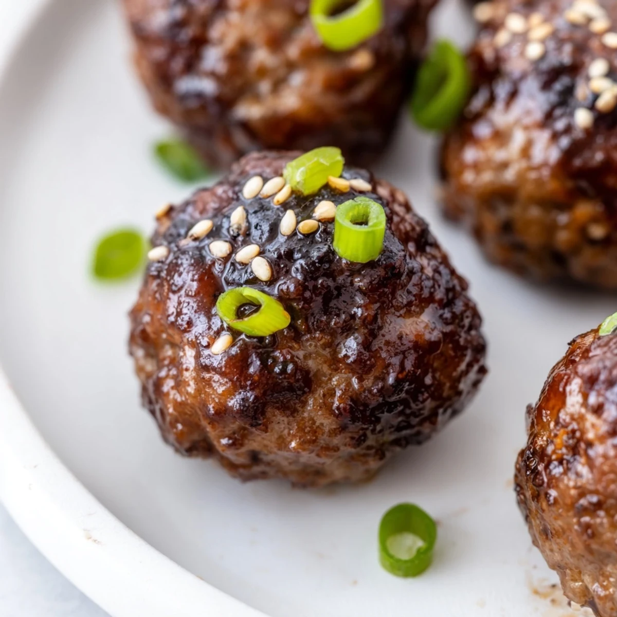 Crispy baked Korean BBQ meatballs served alongside a bowl of creamy orange spicy mayo dip