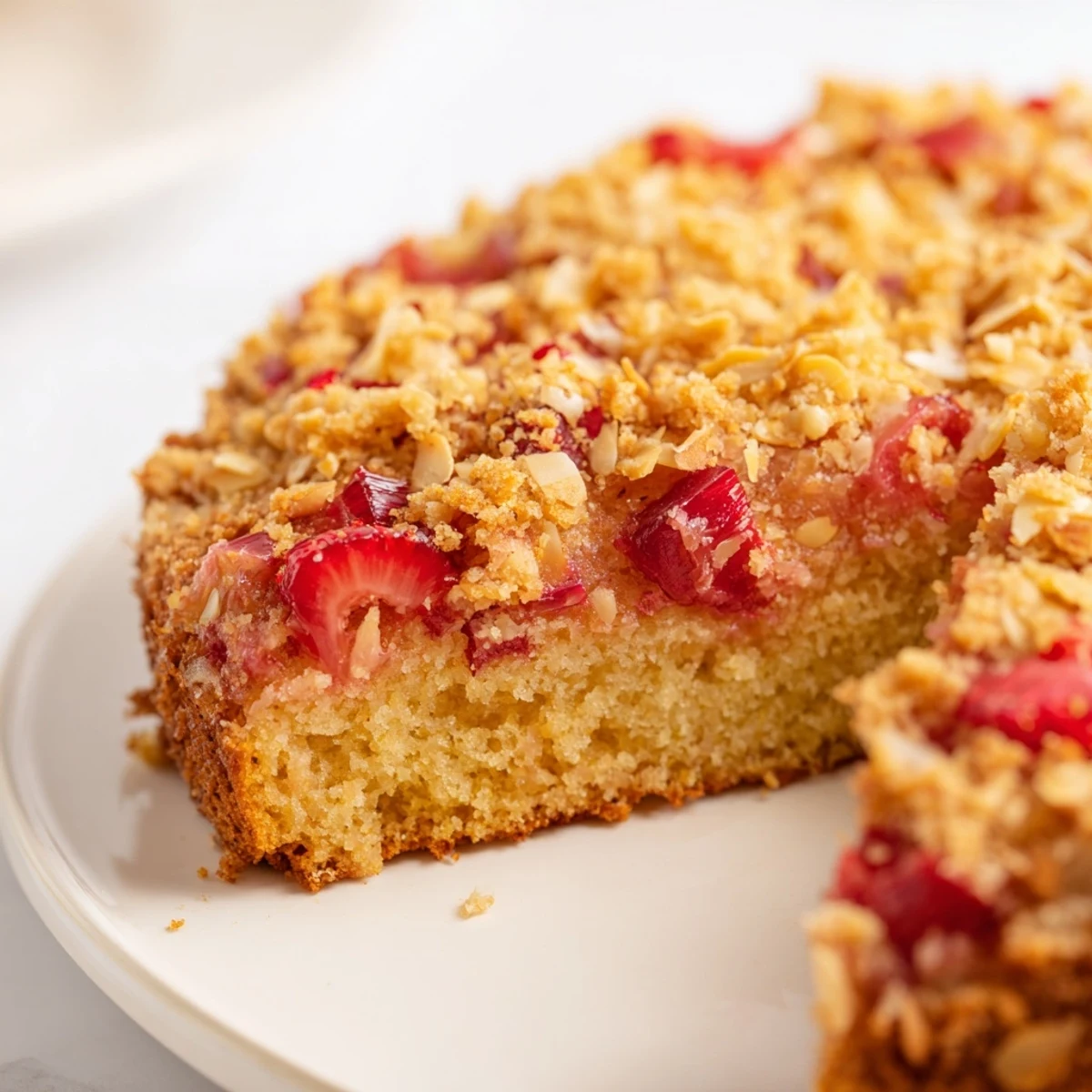 Ultimate Spring Baking Treat fresh from the oven with crisp buttery streusel and powdered sugar
