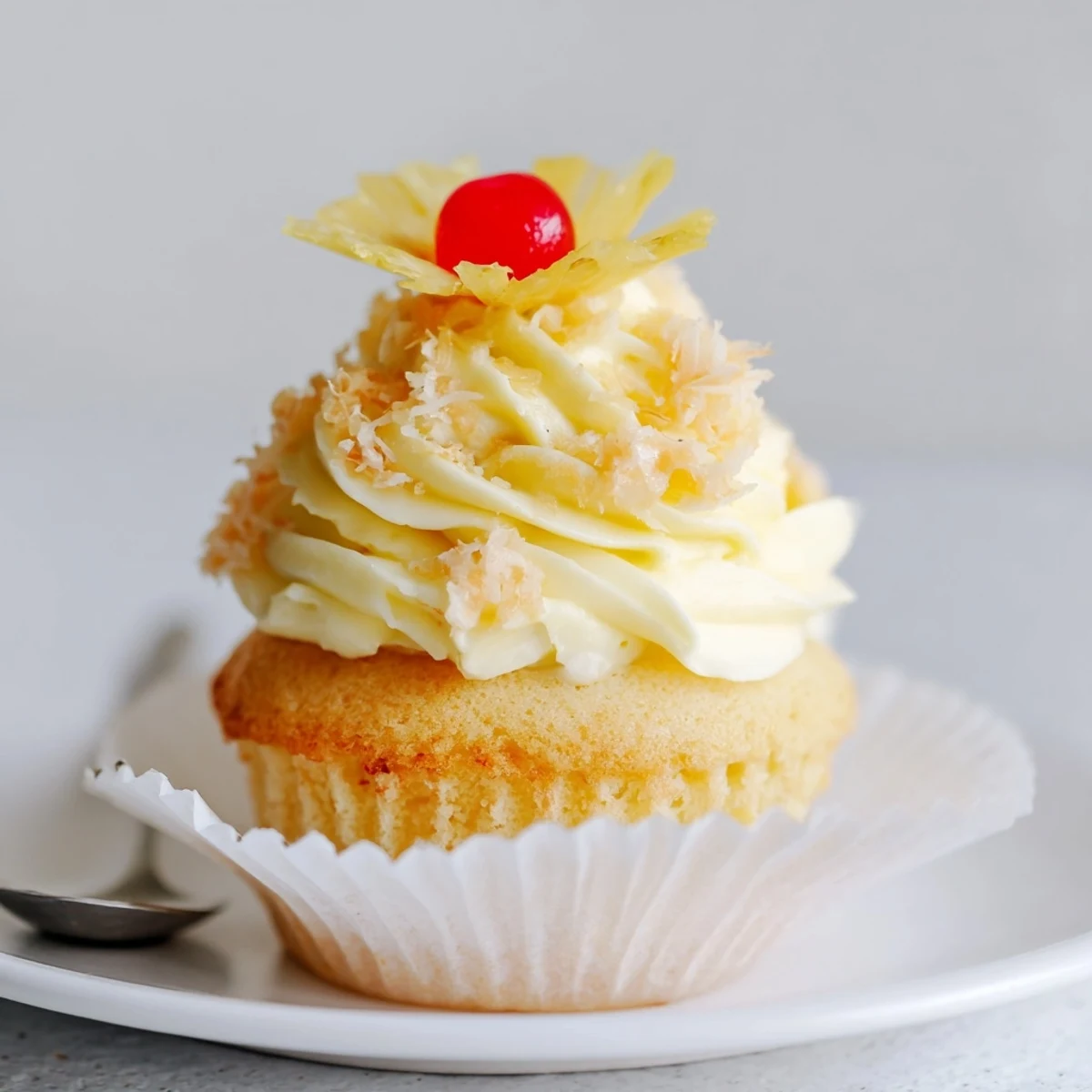 Warm Dole Whip Cupcakes Recipe cooling on a rack with soft golden tops.