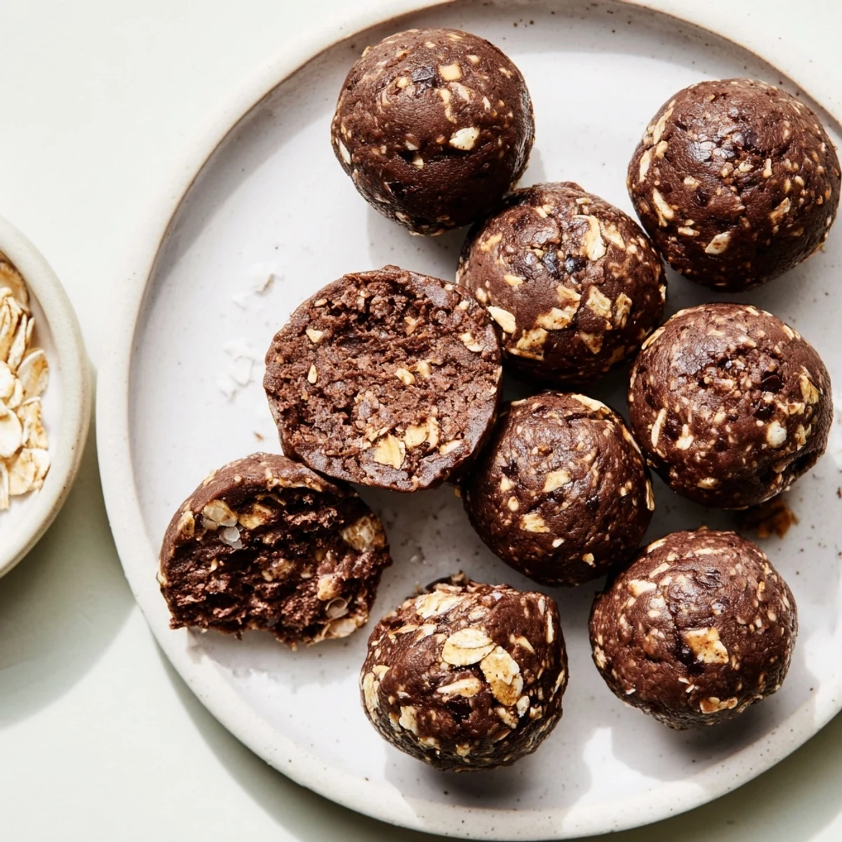 Chilled Brownie Protein Bites with melty chocolate chips, ideal post-workout snack.