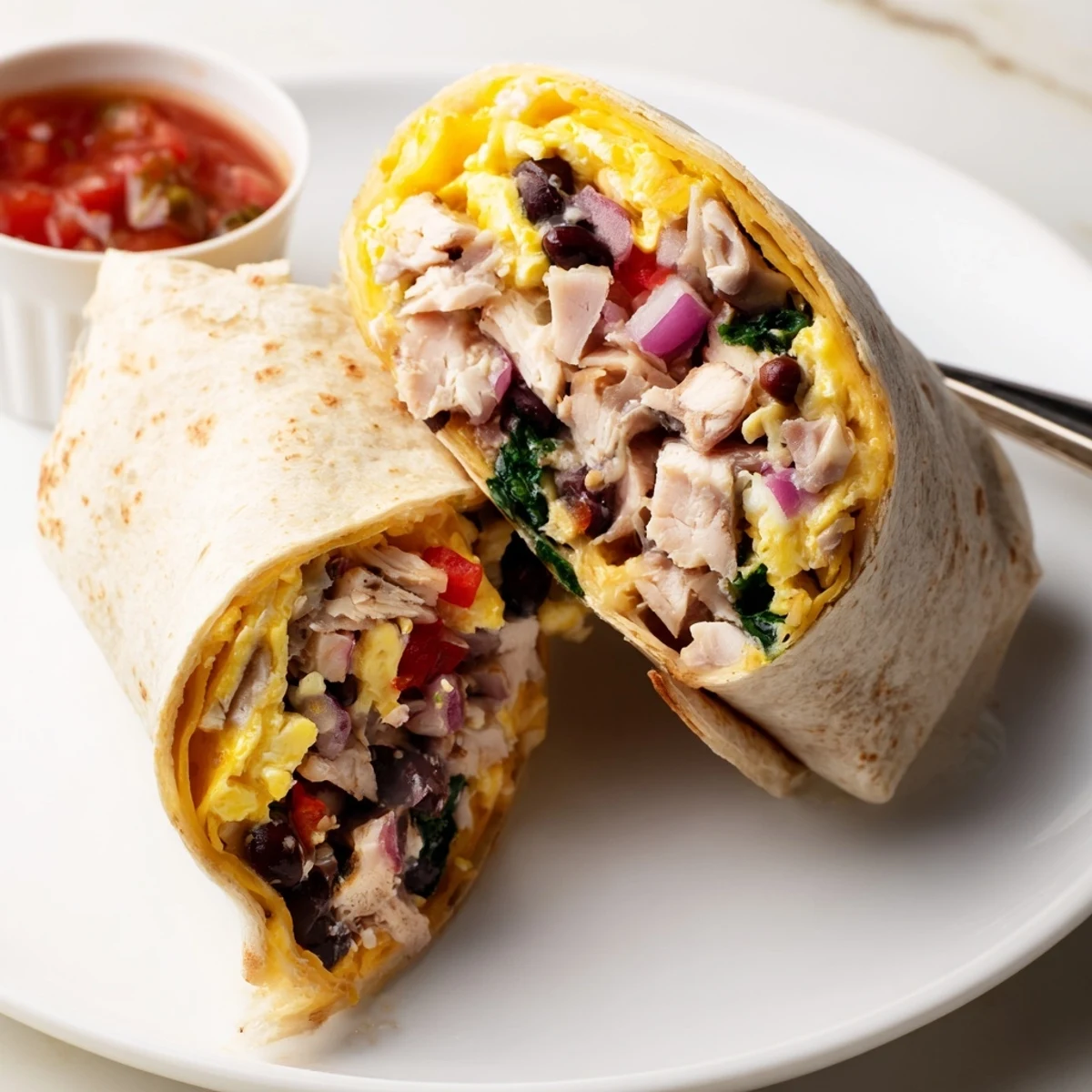 Warm Protein Breakfast Burrito oozing melted cheddar, soft eggs, quick weekday fuel