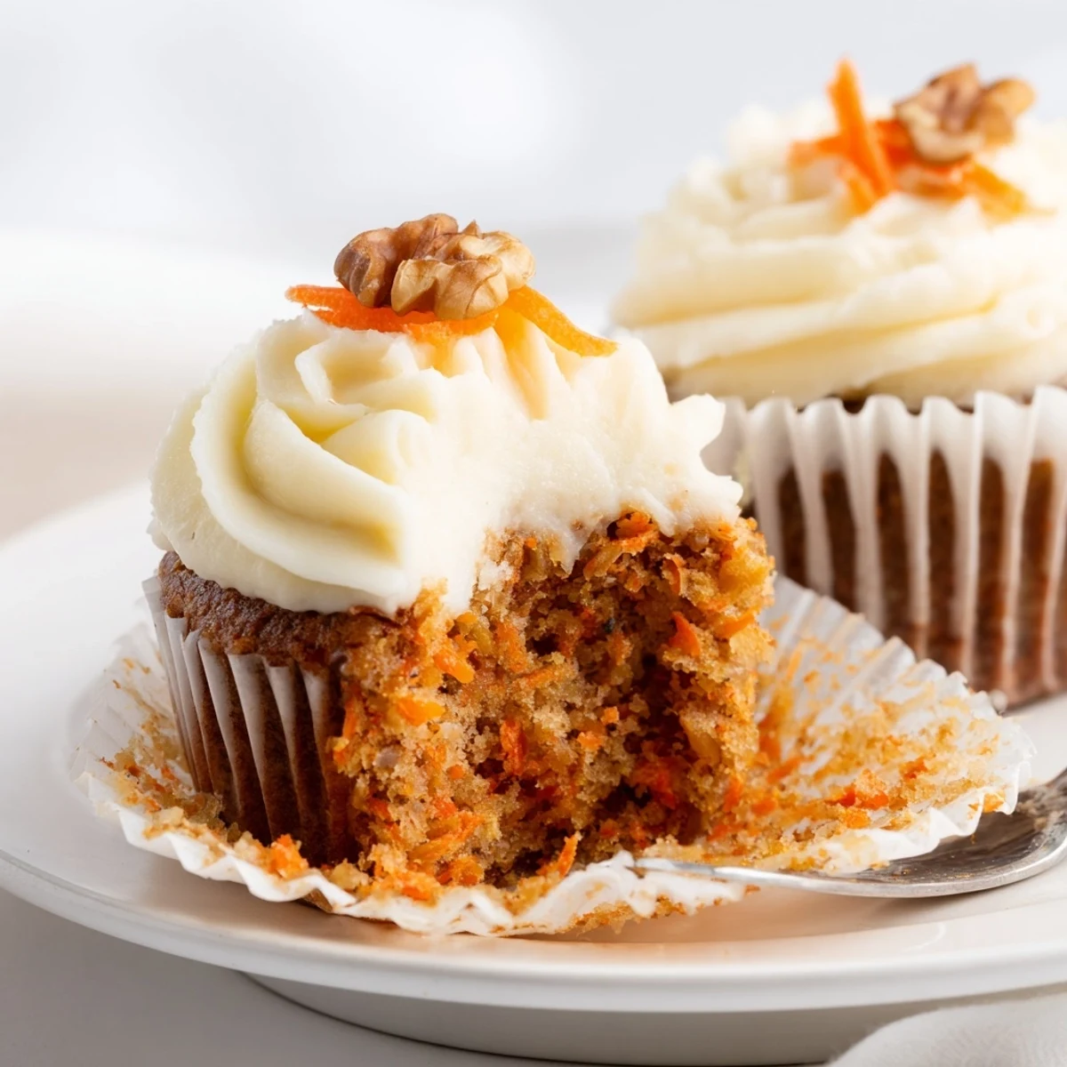 Batch of freshly baked Moist Carrot Cake Cupcakes cooling on wire rack