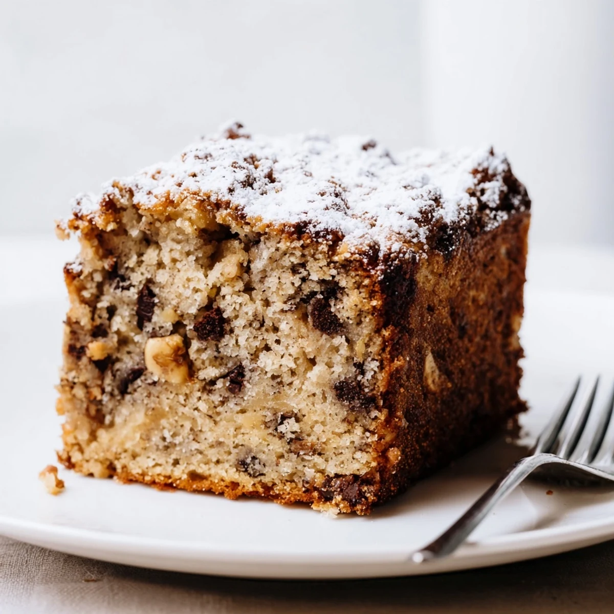 Cream cheese topped Banana Bread Cake Recipe, moist, cinnamon aroma, perfect breakfast