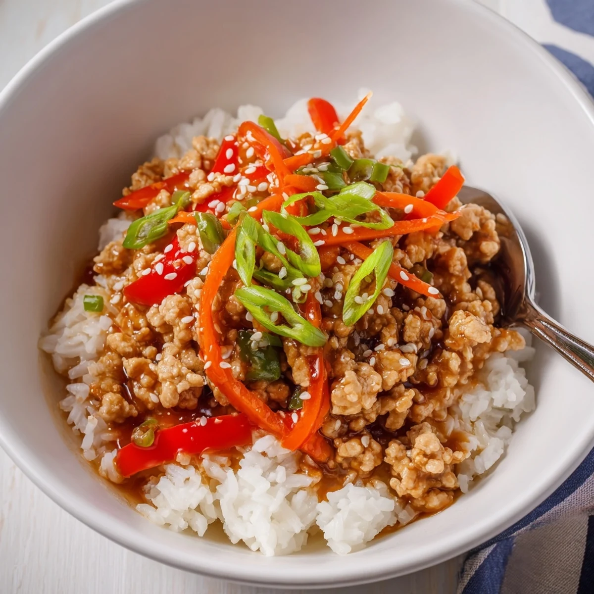Teriyaki Turkey Rice Bowls perfect for weeknight dinners, tender turkey glazed with honey