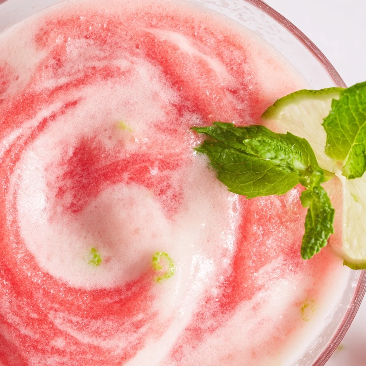 Tropical watermelon slushie recipe blended with creamy coconut milk and zesty lime juice