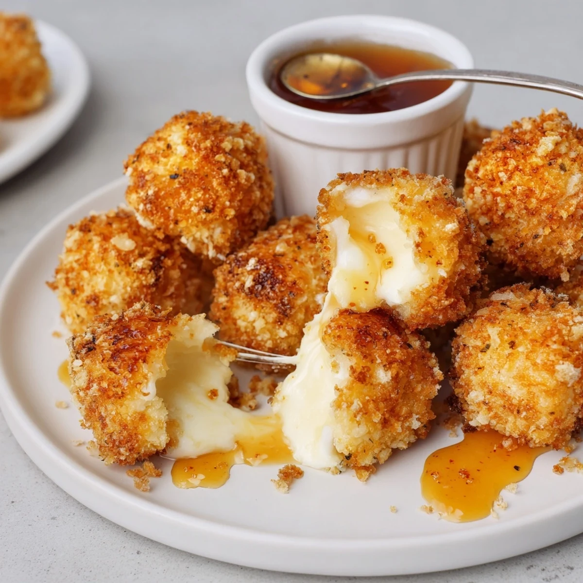 Serve Irresistible Crispy Mozzarella Poppers With Maple Glaze warm, drizzled, smoky-sweet.